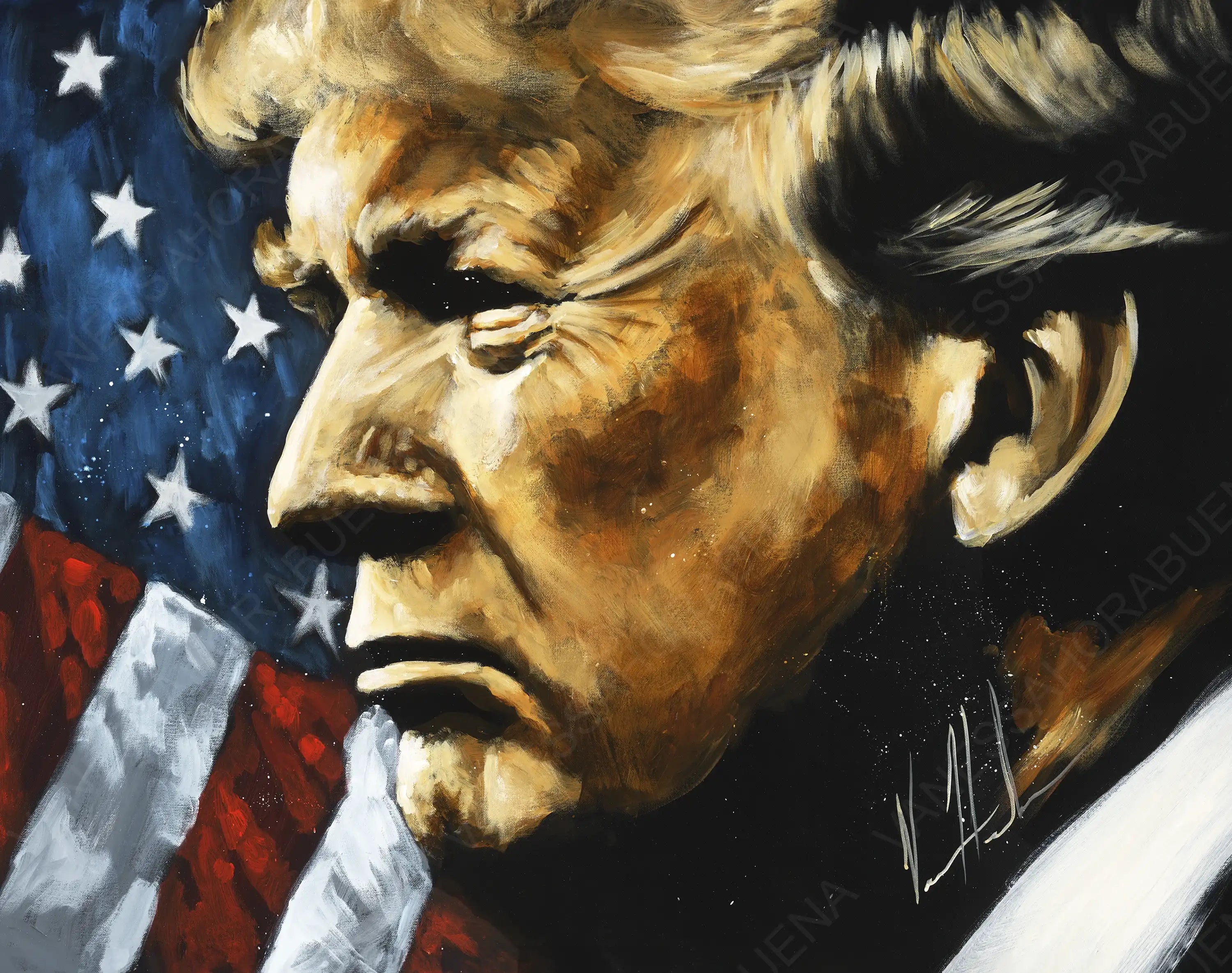 Donald Trump - The Fight For America (Hand Embellishment Canvas Print) Vanessa Horabuena