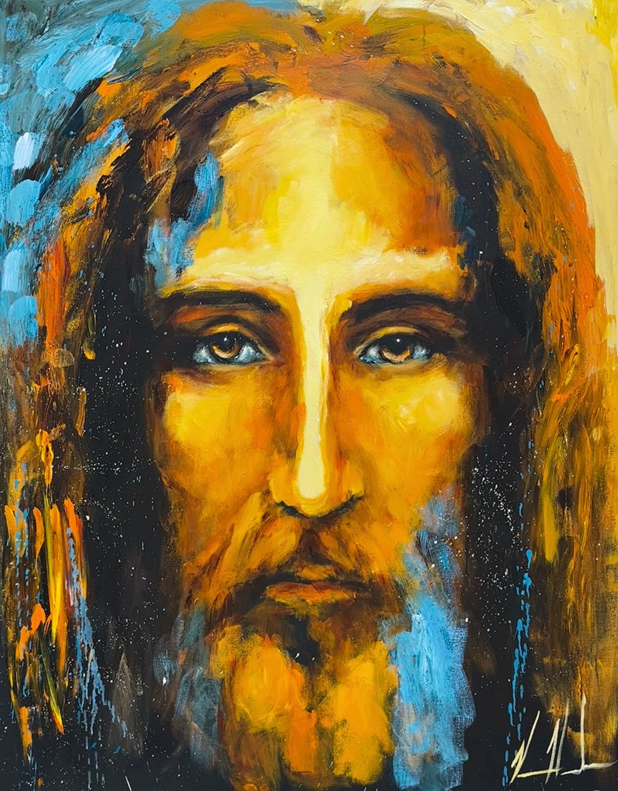 The Shroud of Turin - 48”x60” Original Acrylic Painting - LIVE Event Painting