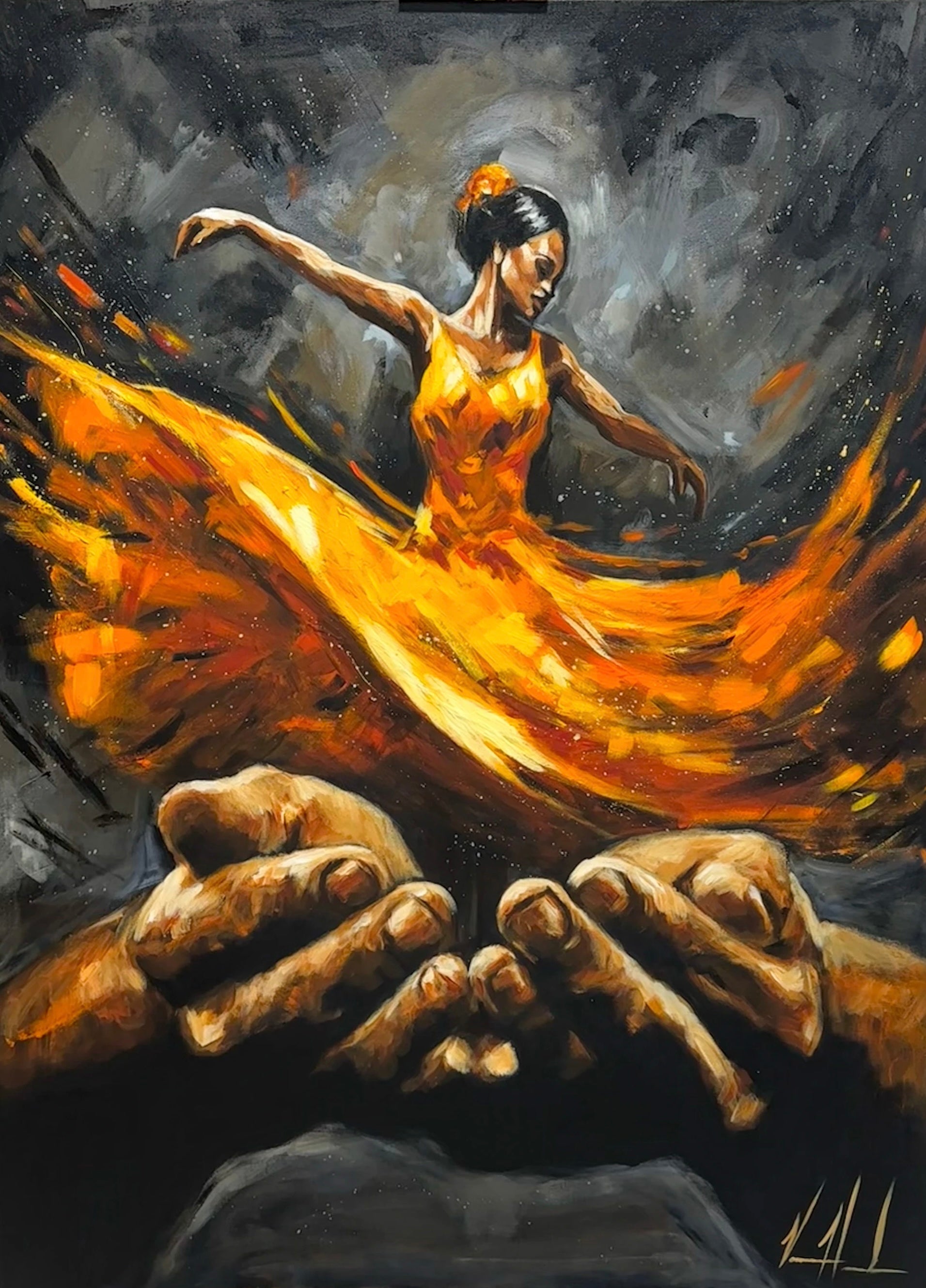 Endless Dance in the Father’s Hands - Holy Fire - 36”x48” Original Acrylic Painting th