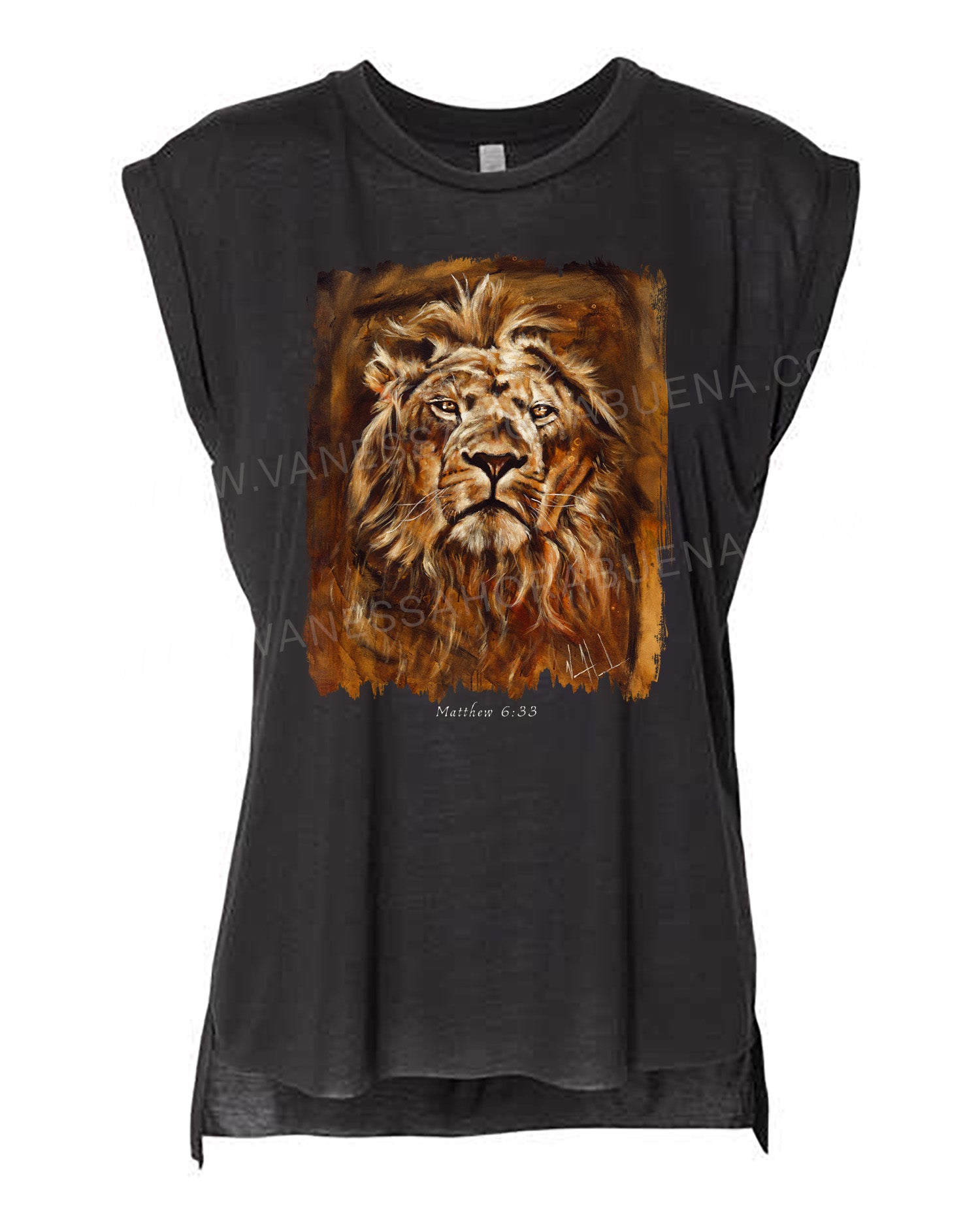 Eternal King - Ladies Rolled Sleeve Muscle T-Shirt Vanessa Horabuena Black Small
