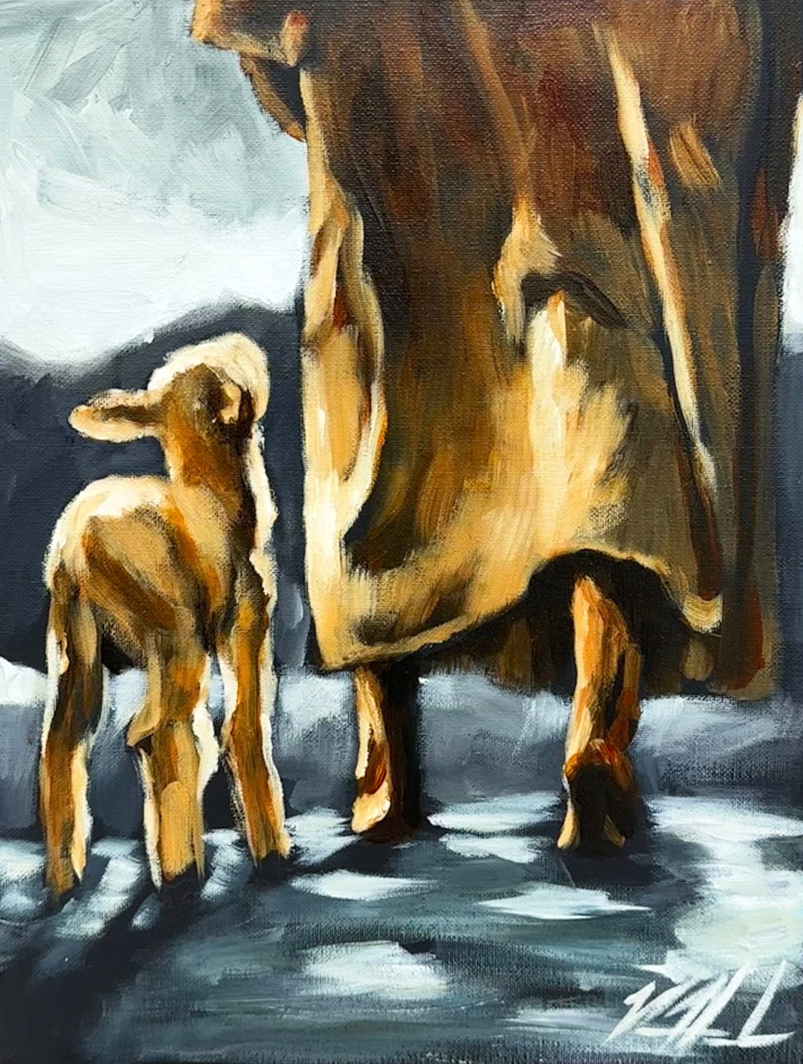 My Sheep Listen to My Voice - 11”x14” Original Acrylic Painting Original Painting Vanessa Horabuena