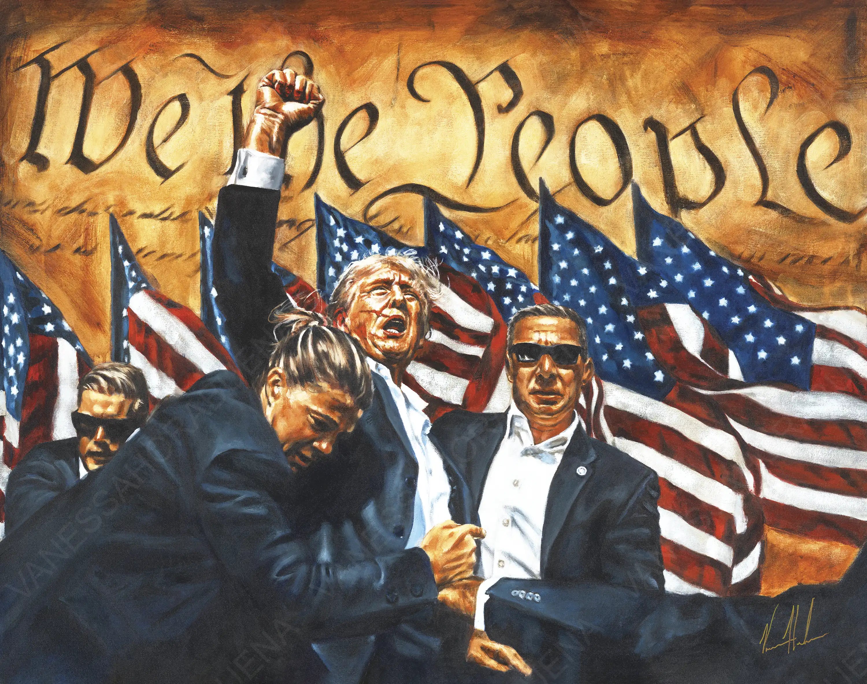Fight For America (Hand Embellished Canvas Print) Patriotic Art Print Vanessa Horabuena