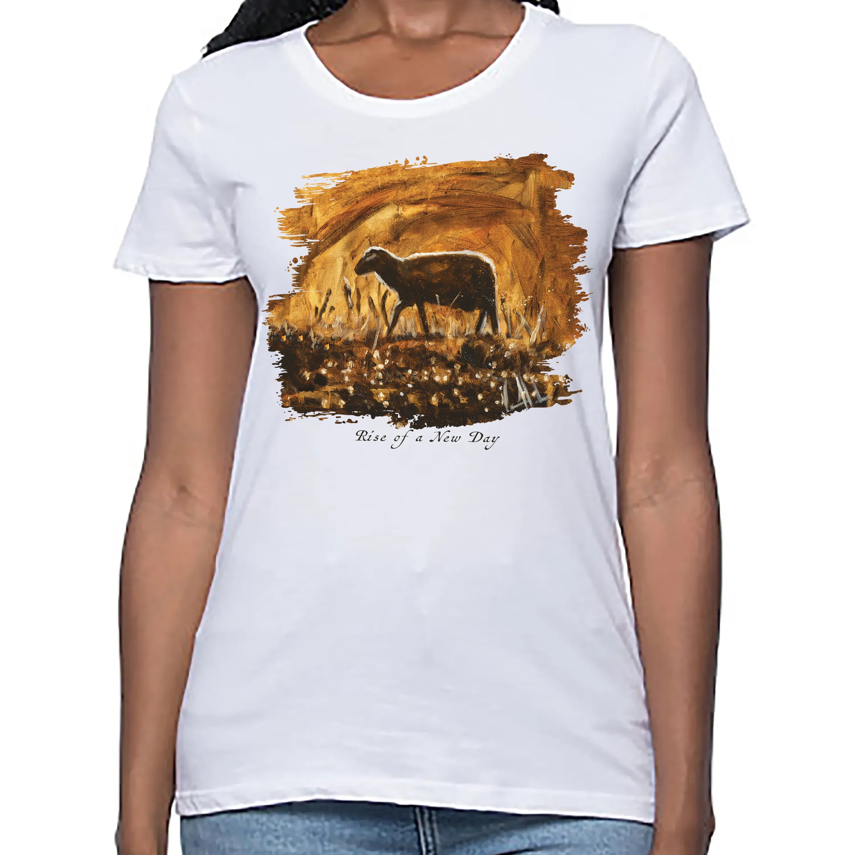 Women's T (Organic Bamboo) - Rise of a New Day Organic Bamboo Vanessa Horabuena Short Sleeve Frost (White) XS