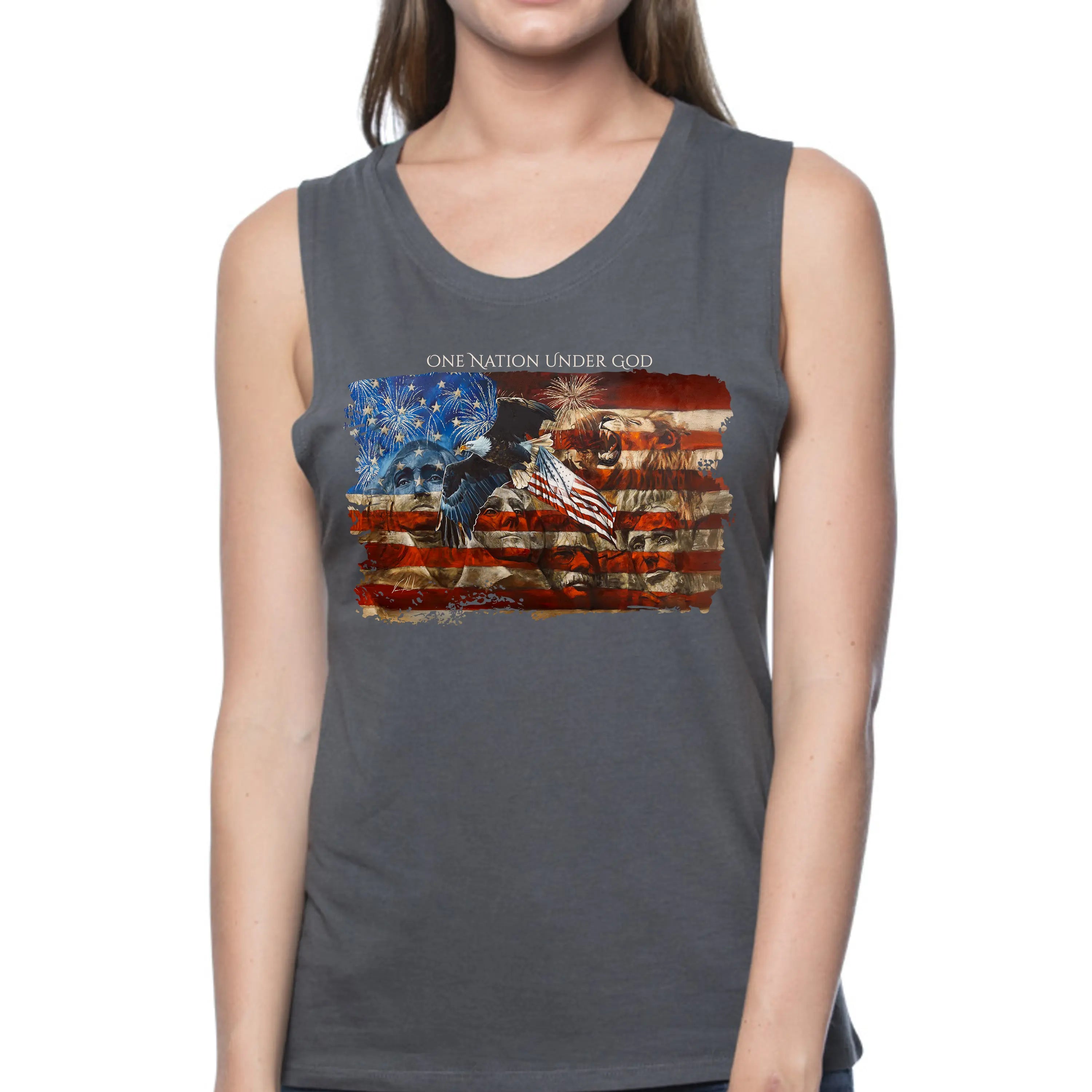 Women's Tank Top (Organic Bamboo) - An American Tribute Organic Bamboo Vanessa Horabuena Short Sleeve Pewter (Grey) XS