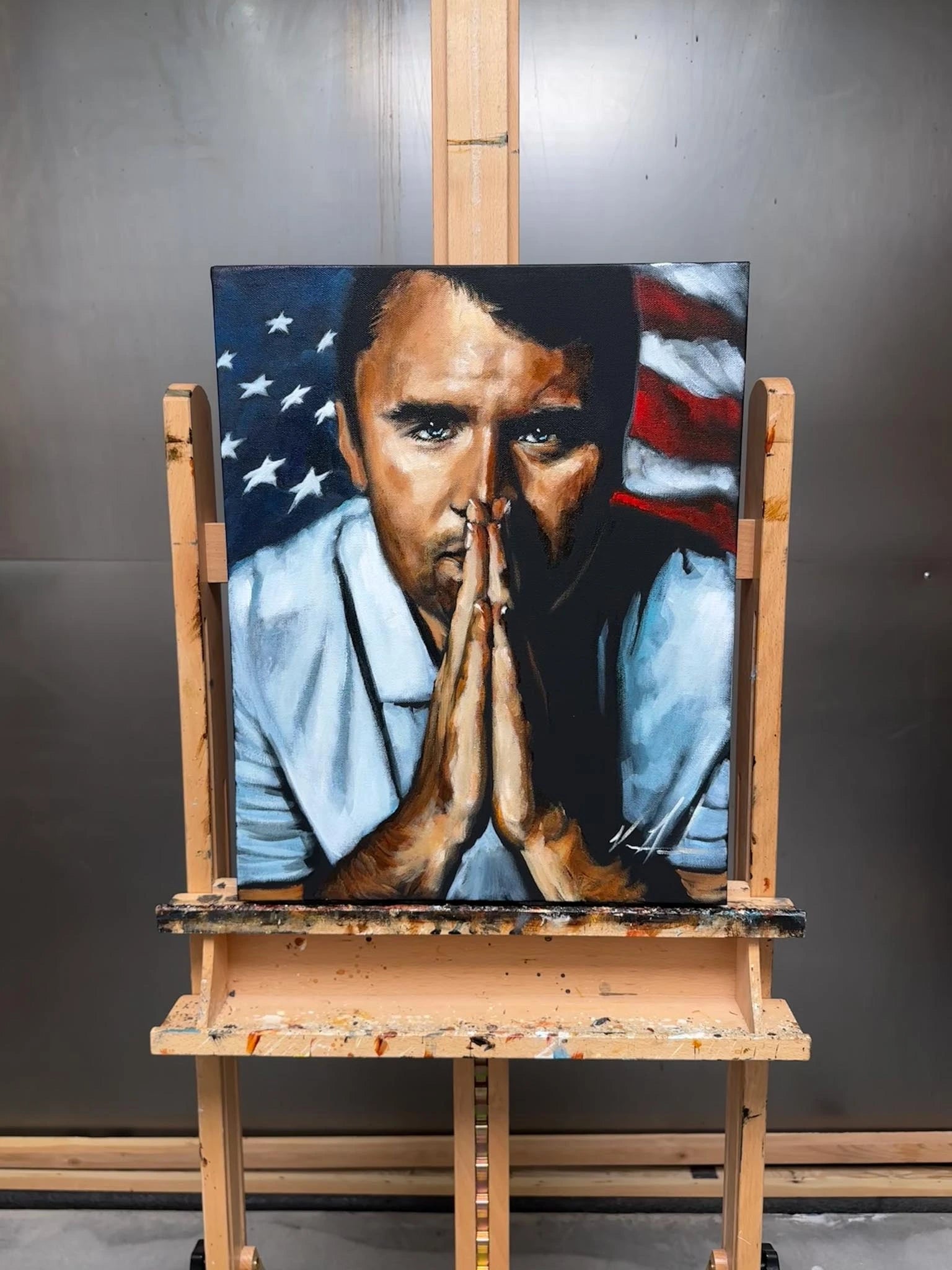 Charlie Kirk - A Hero's Tribute - 16”x20” Original Acrylic Painting - Practice Painting