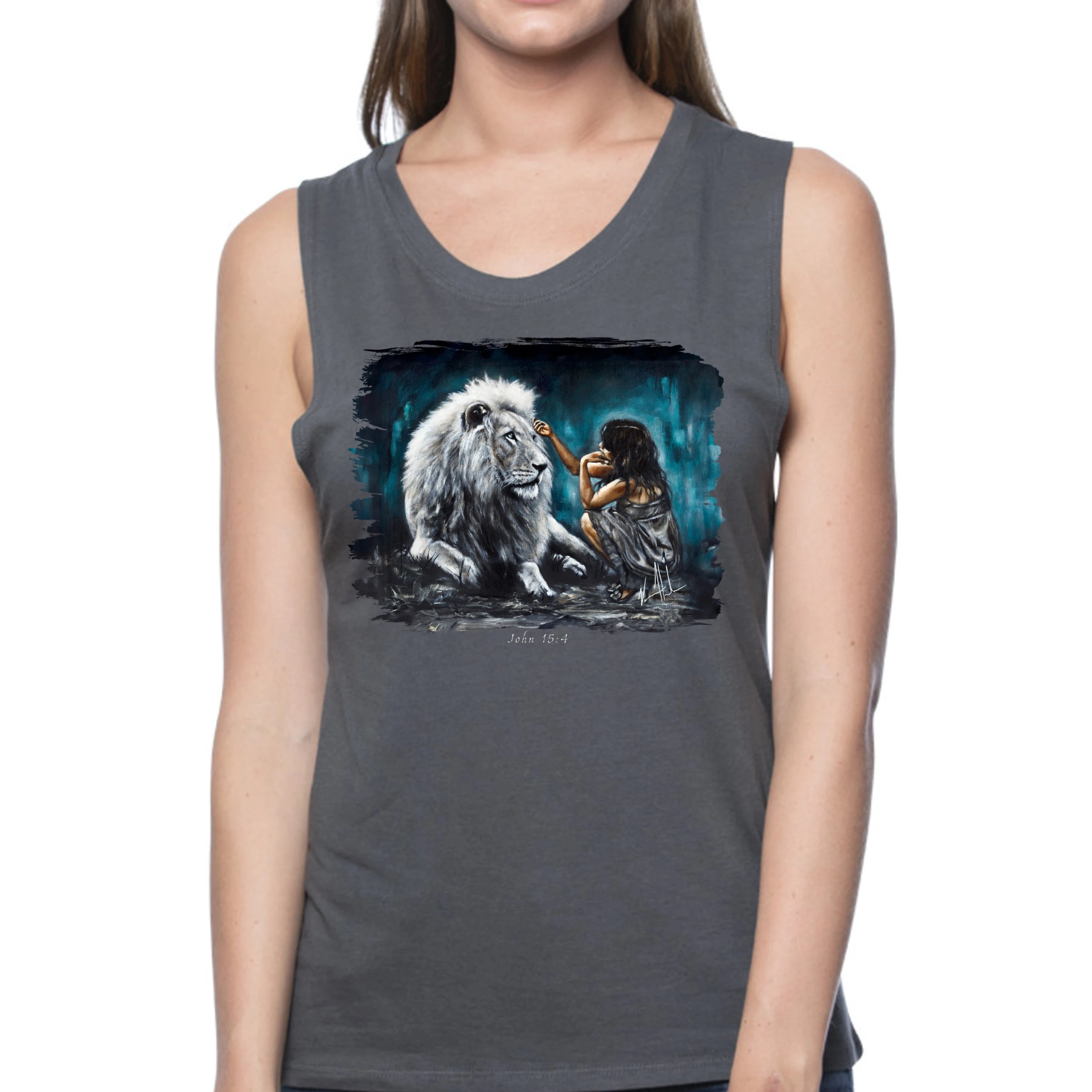 Intimacy with God (Blue Background) - Women's Tank Top (Organic Bamboo) Vanessa Horabuena Short Sleeve Pewter (Grey) XS