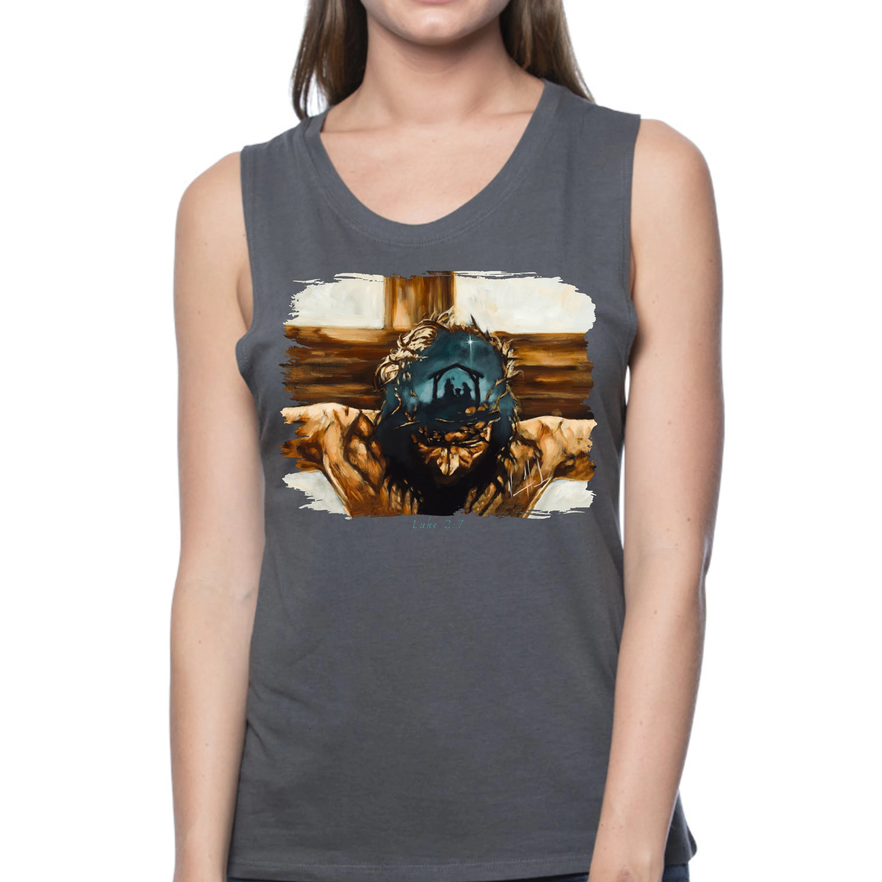 Love's True Story - Women's Tank Top (Organic Bamboo) Vanessa Horabuena Short Sleeve Pewter (Grey) XS