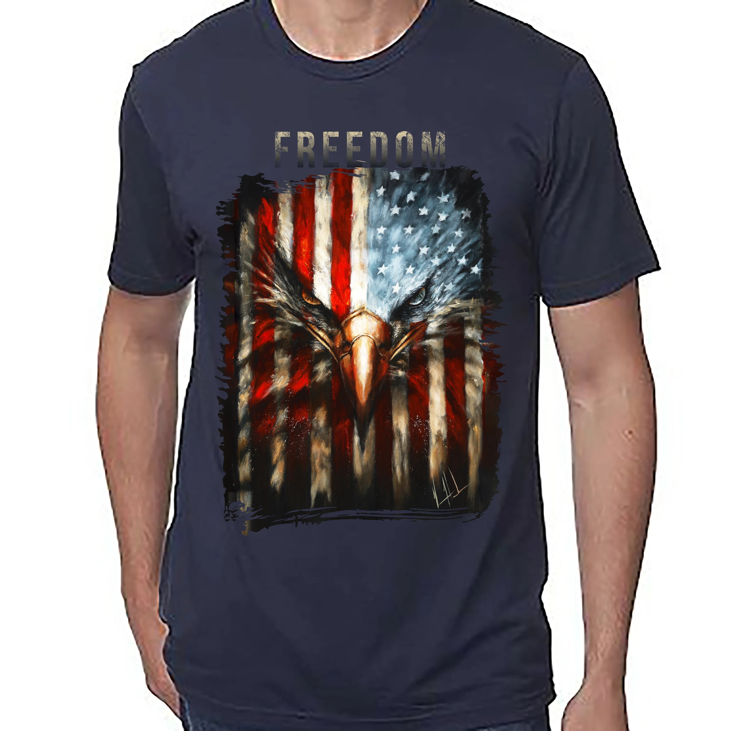 Stripes of Freedom - 4th of July - Unisex T (Organic Bamboo) (Copy) Organic Bamboo Vanessa Horabuena Short Sleeve Midnight Blue XS