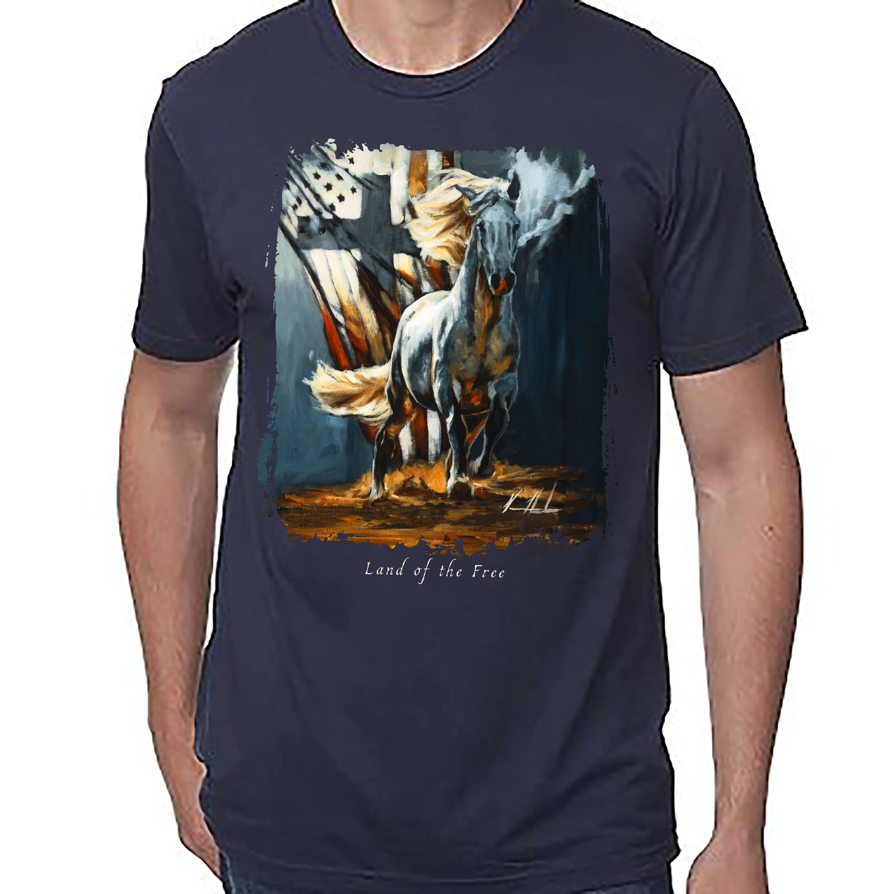 Unisex T Organic Bamboo - Land of the Free - 4th of July Organic Bamboo Vanessa Horabuena Short Sleeve Midnight Blue XS