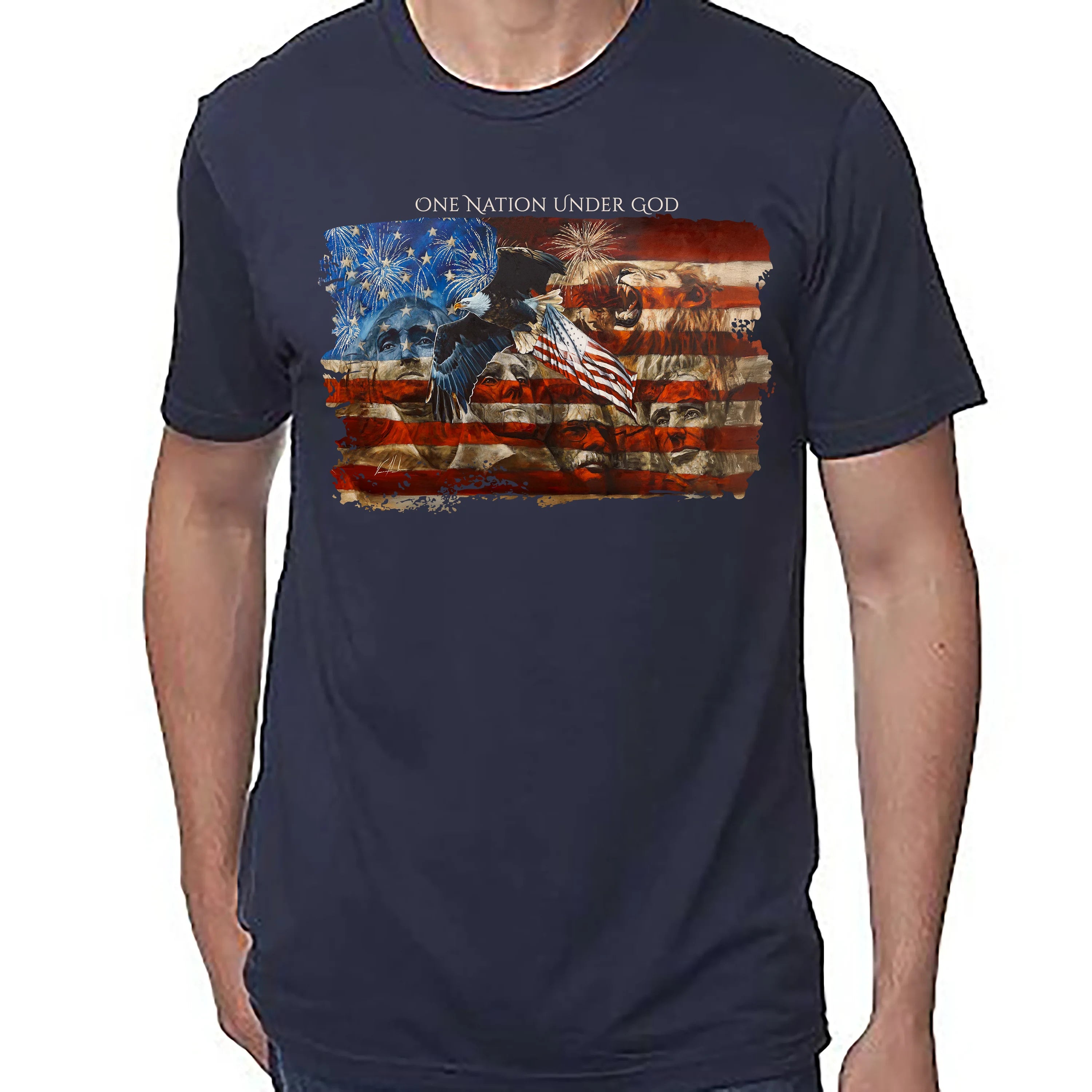 Unisex T Organic Bamboo - An American Tribute - (4th of July) Organic Bamboo Vanessa Horabuena Short Sleeve Midnight Blue XS