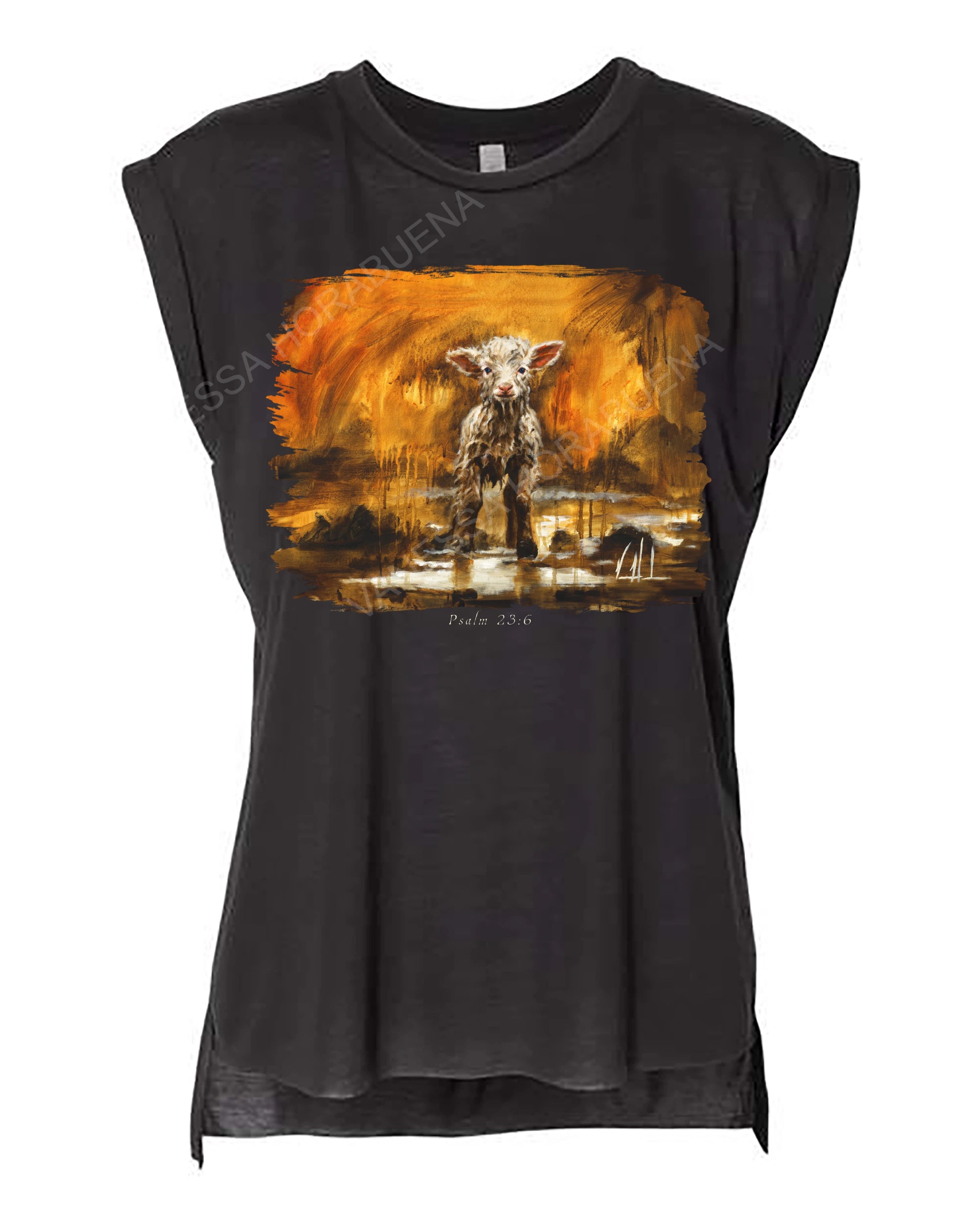 Your Love Never Fails - Ladies Rolled Sleeve Muscle T-Shirt Vanessa Horabuena Black Small