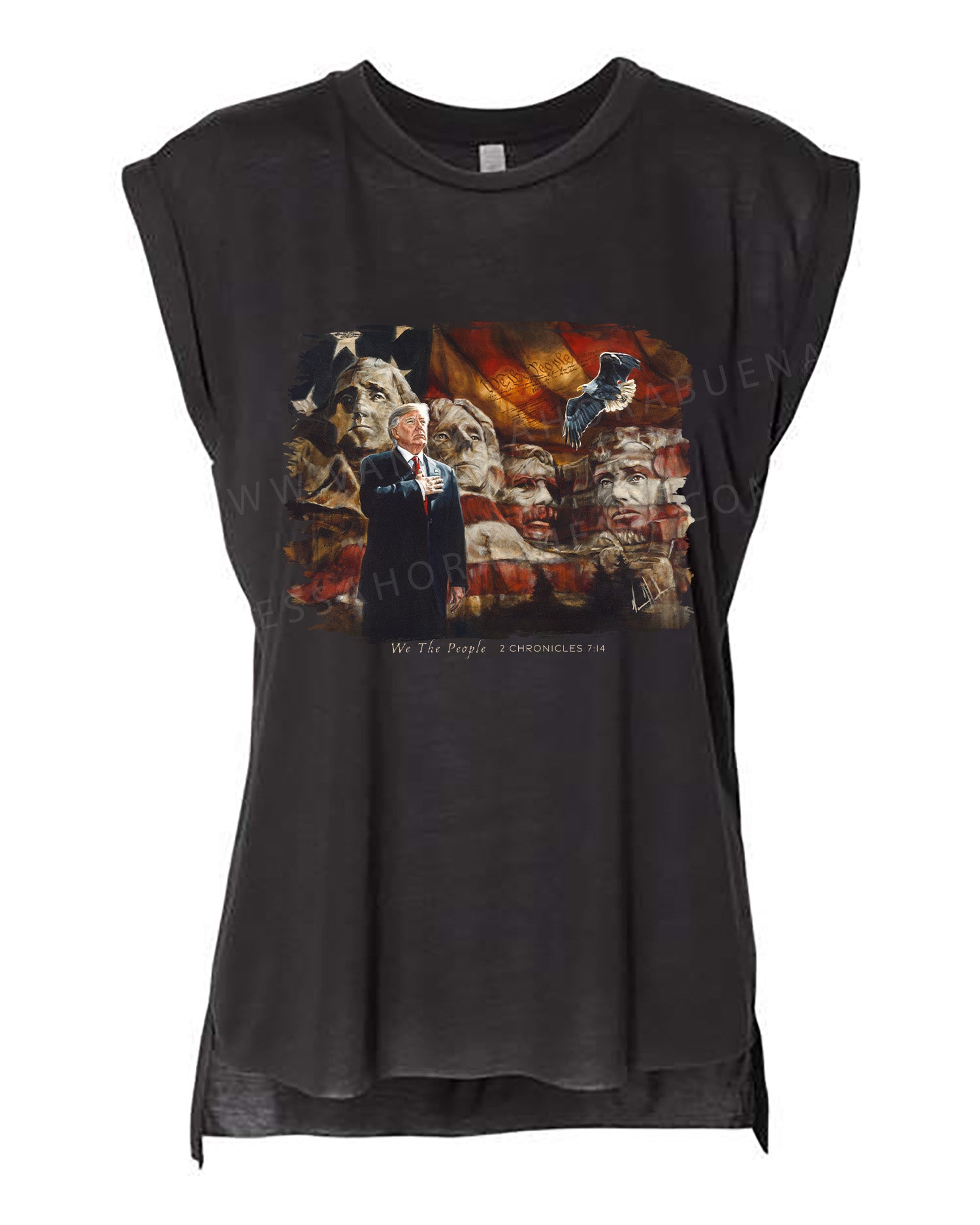 We the People - Ladies Rolled Sleeve Muscle T-Shirt Vanessa Horabuena Black Small