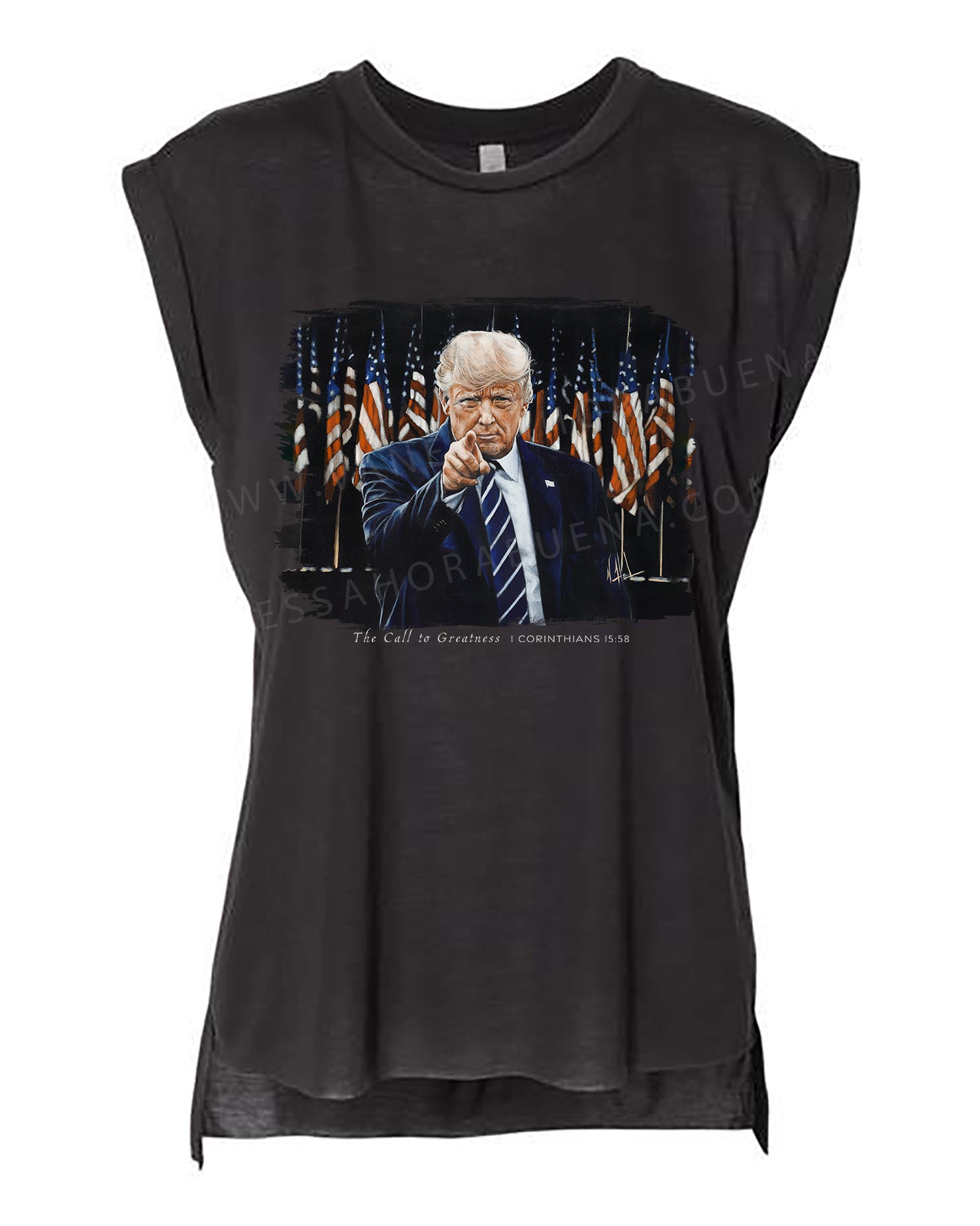 The Call to Greatness - Ladies Rolled Sleeve Muscle T-Shirt Vanessa Horabuena Black Small