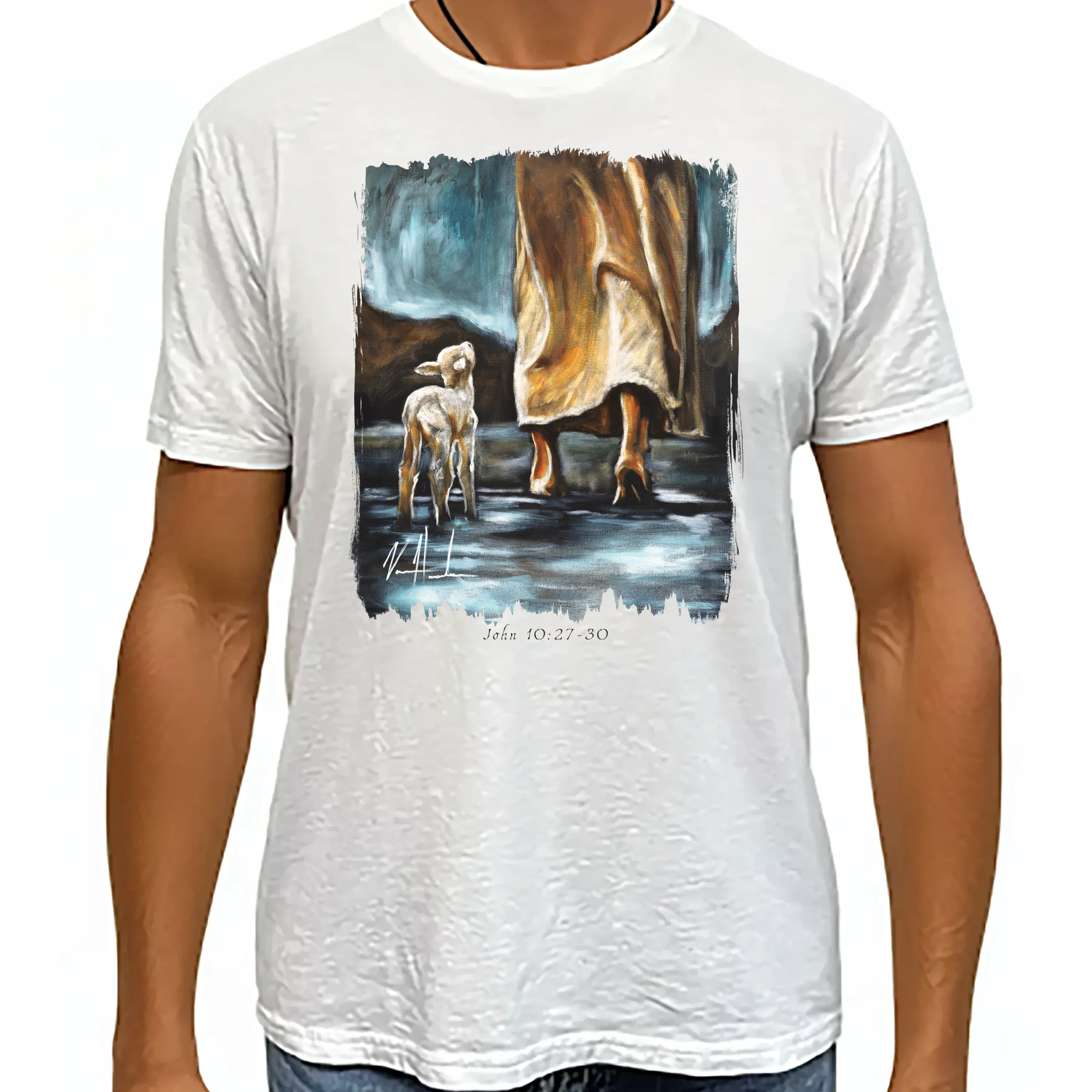 My Sheep Listen to My Voice - Unisex T (Organic Bamboo) Organic Bamboo Vanessa Horabuena Short Sleeve Frost (White) XS