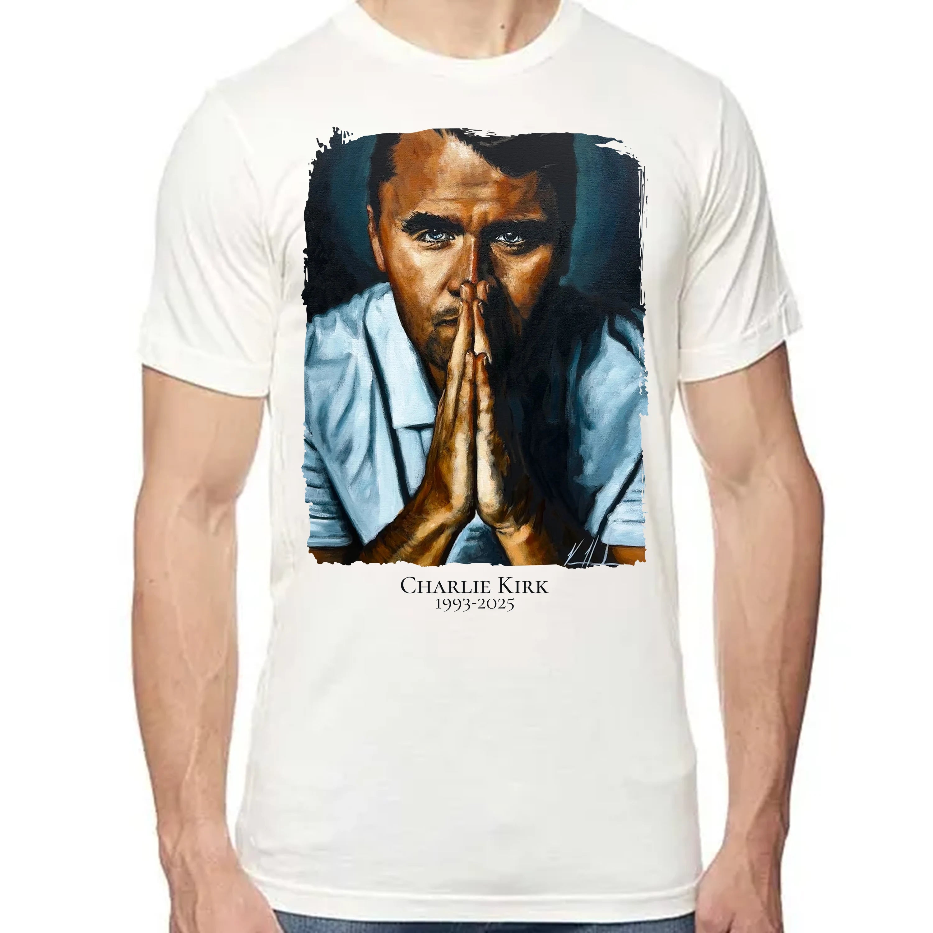 (PRE-ORDER) Charlie Kirk - A Hero's Tribute - Unisex T (Premium Organic Fabric) Vanessa Horabuena Bamboo Natural Small