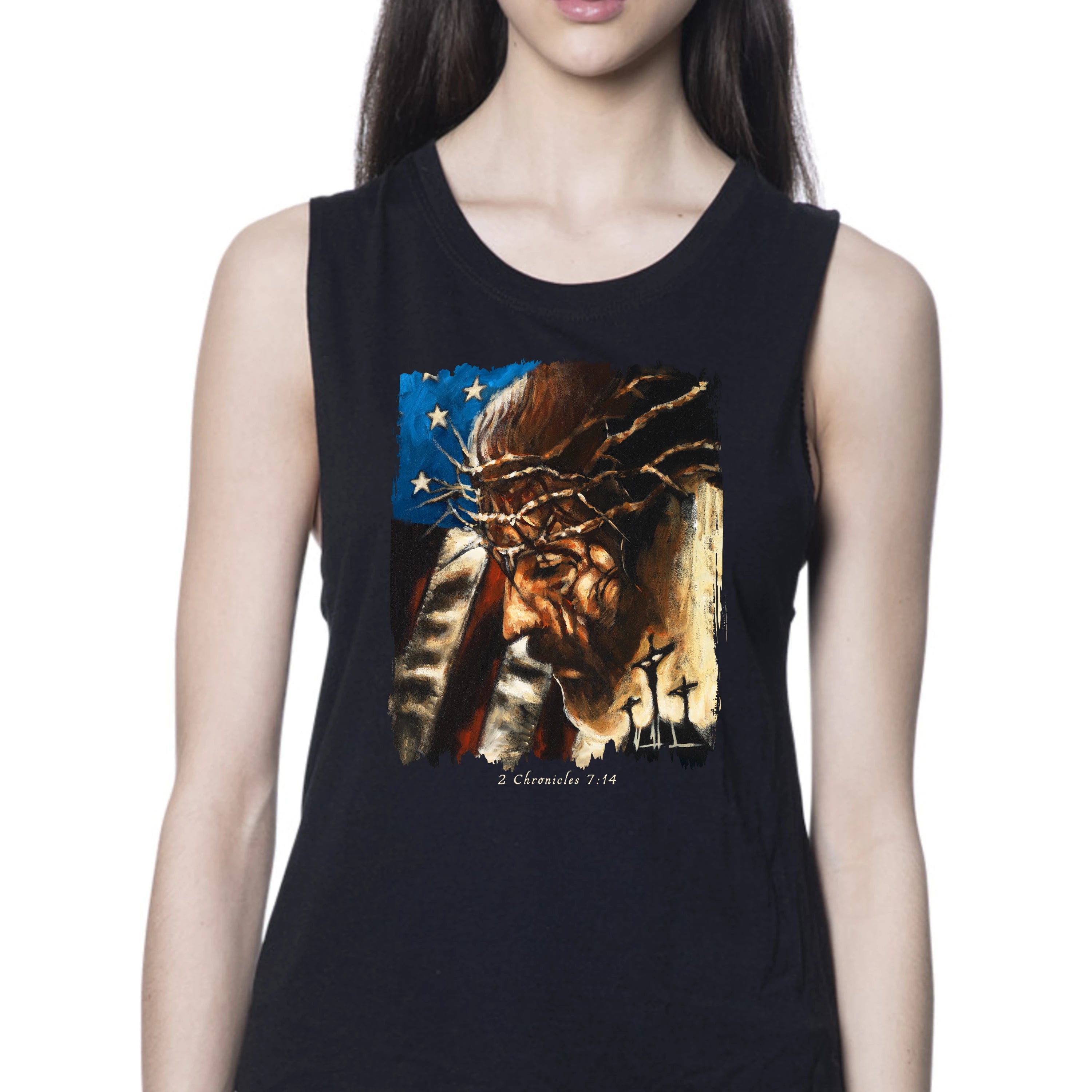One Nation Under God - Women's Tank Top (Organic Bamboo) Vanessa Horabuena Short Sleeve Eclipse (Black) XS