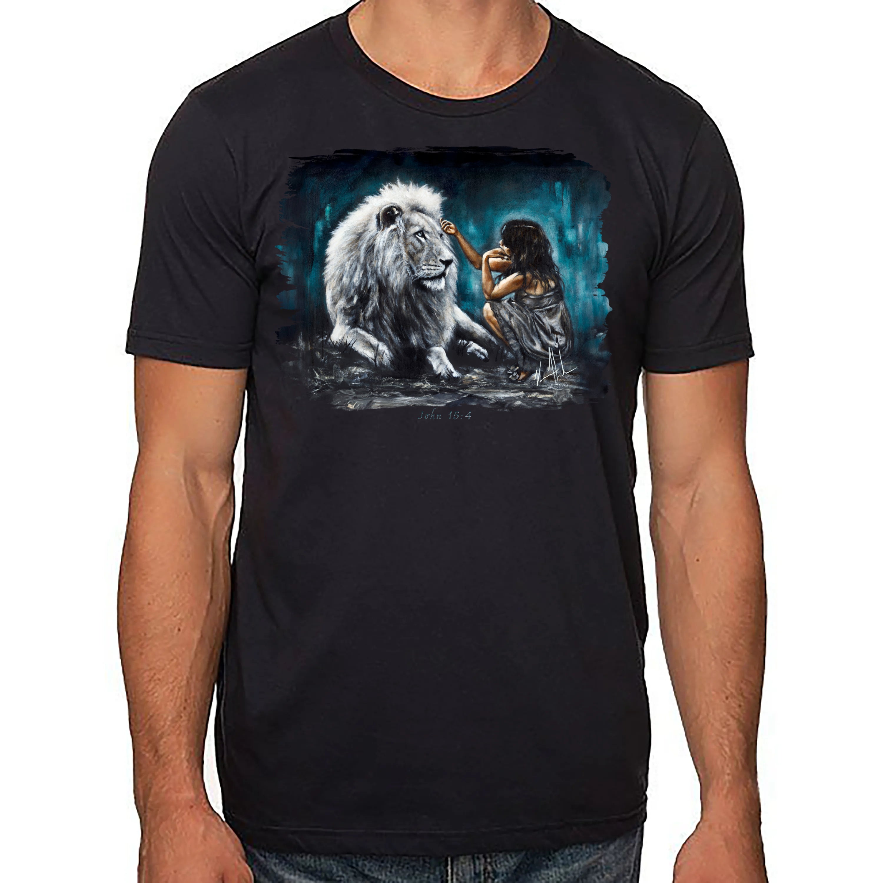 Intimacy With God (Blue Background) - Unisex T (Organic Cotton) Organic Cotton Vanessa Horabuena Short Sleeve Night (Black) XS