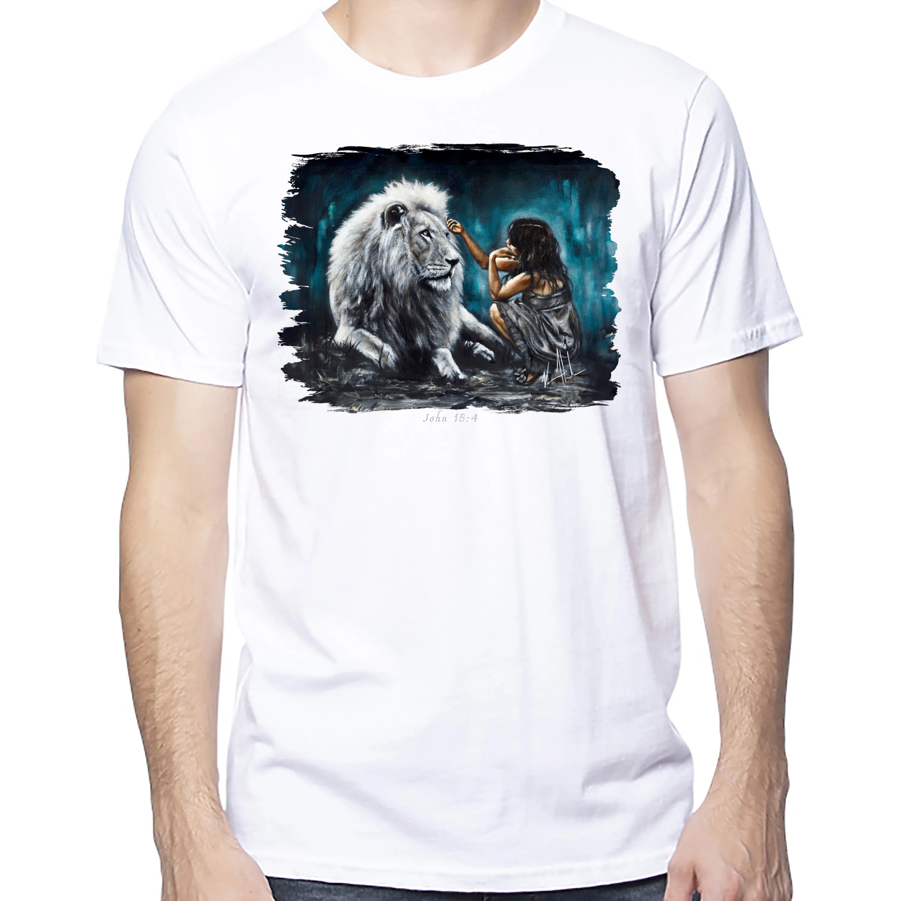 Intimacy With God (Blue Background) - Unisex T (Organic Cotton) Organic Cotton Vanessa Horabuena Short Sleeve Salt (White) XS