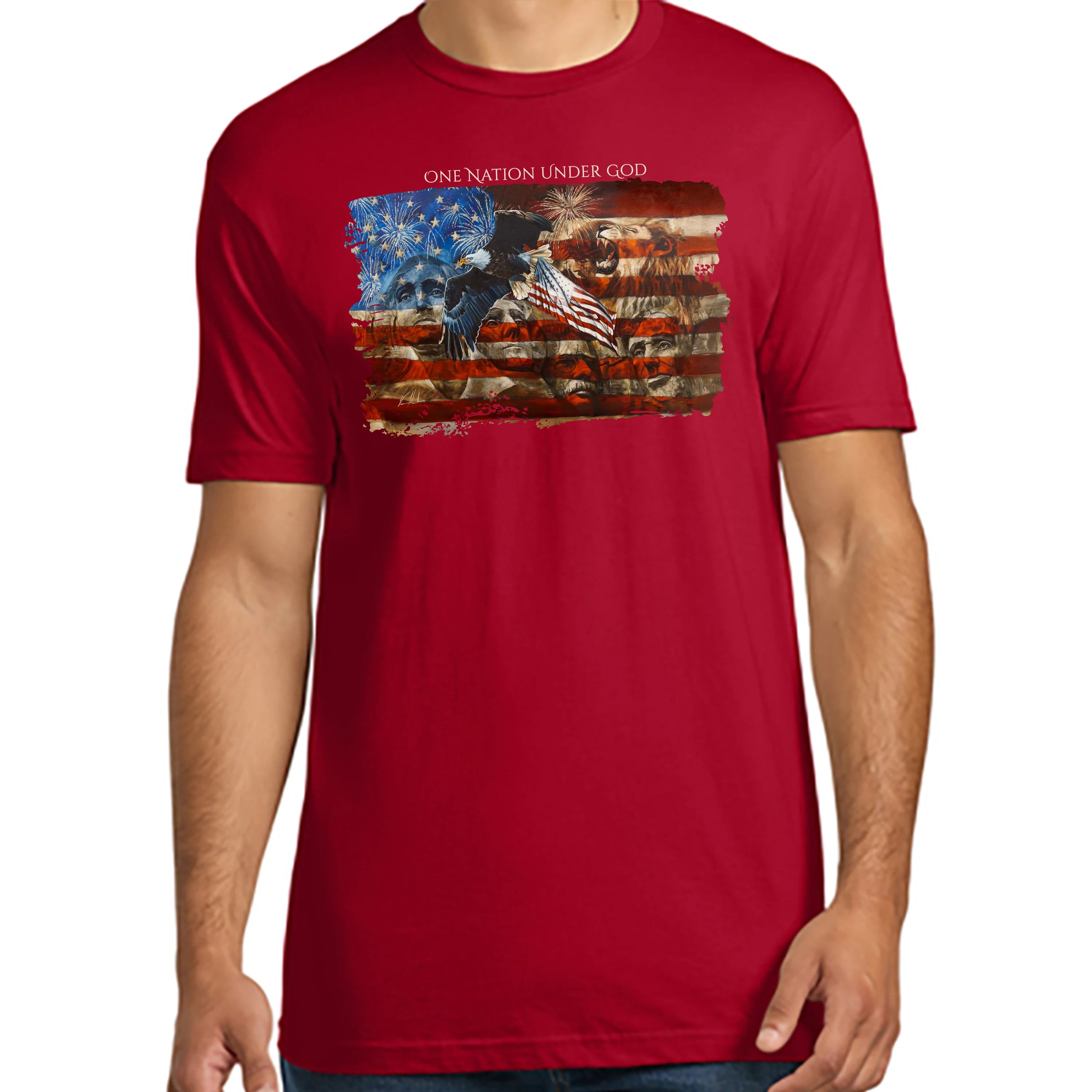 Unisex T Organic Cotton - An American Tribute - (4th of July) Organic Cotton Vanessa Horabuena Short Sleeve Red XS