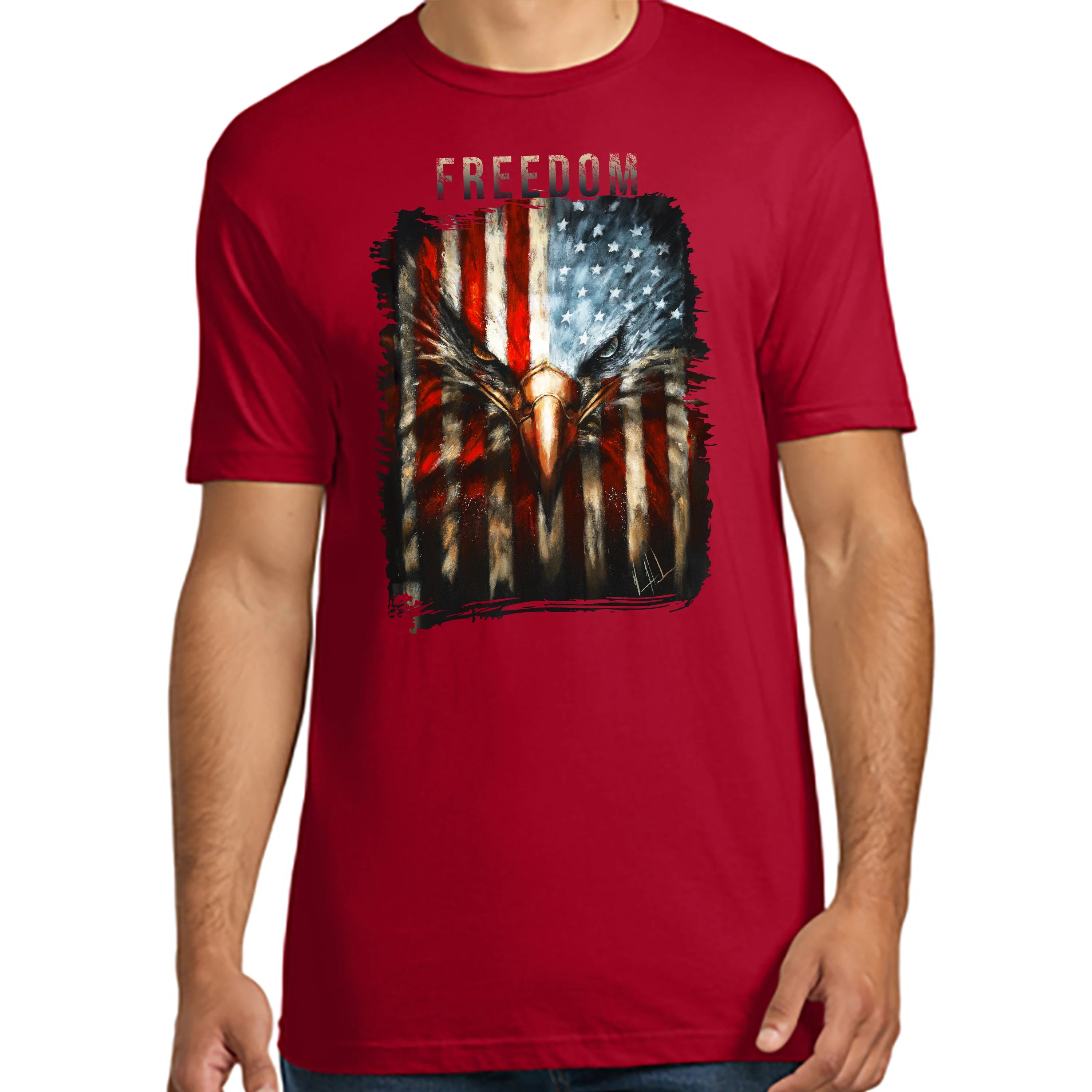 Unisex T Organic Cotton - Stripes of Freedom - 4th of July Organic Cotton Vanessa Horabuena Short Sleeve Red XS
