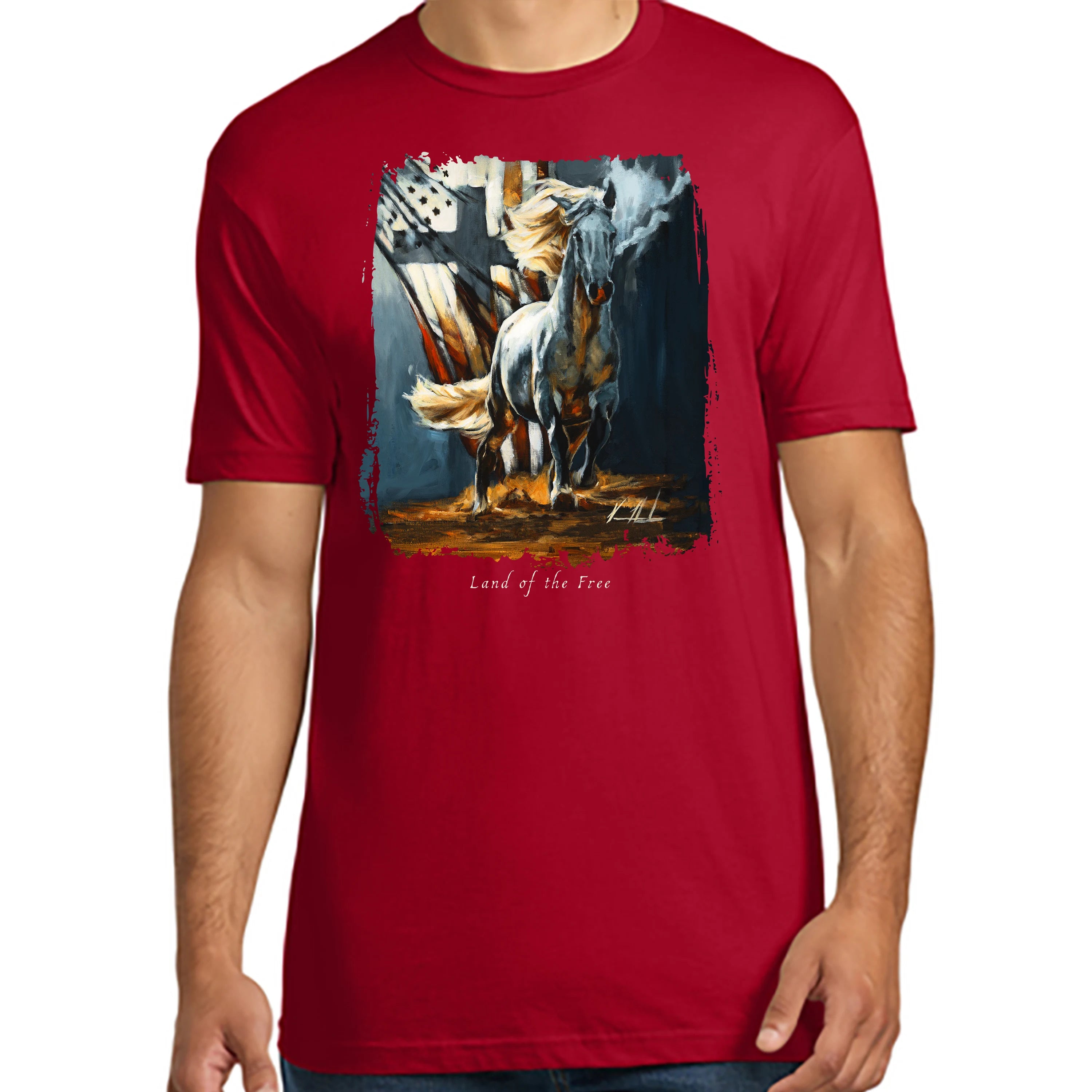 Land Of The Free - 4th of July - Unisex T (Premium Organic Fabric) Vanessa Horabuena Cotton Red Small