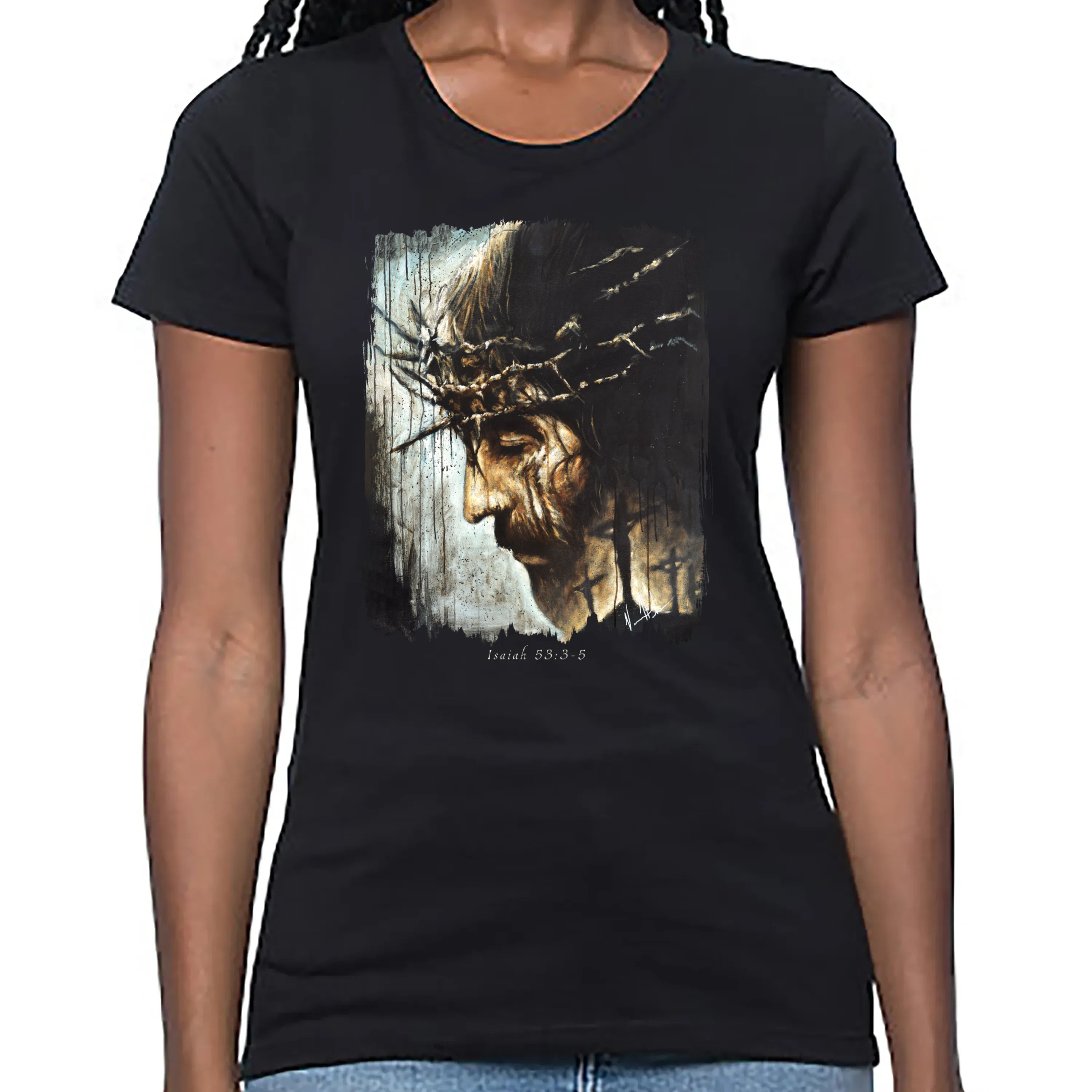 Redeemer's Love With Crosses - Women's T (Organic Bamboo) Vanessa Horabuena Short Sleeve Eclipse (Black) XS