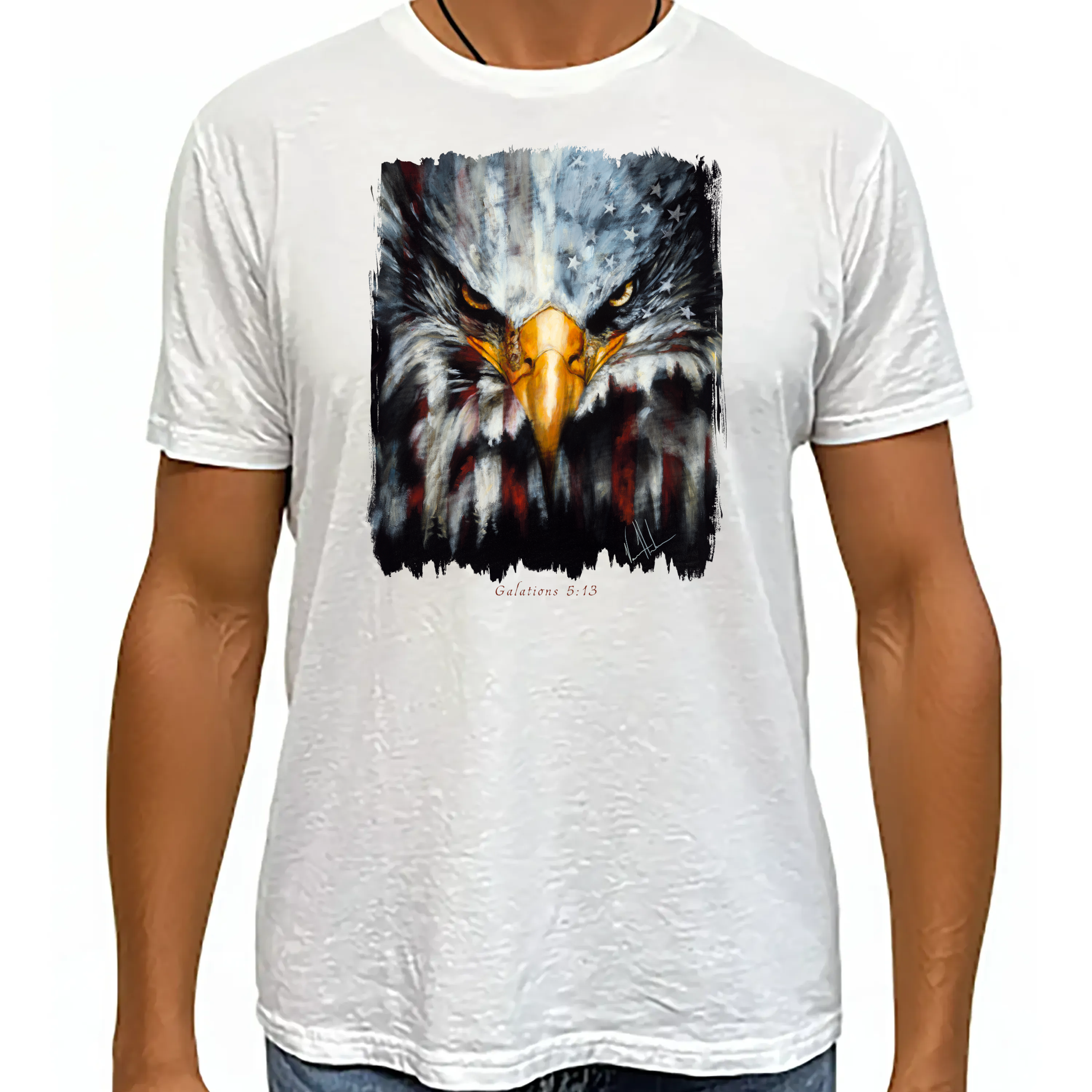 Stripes of Freedom - Unisex T (Organic Bamboo) Vanessa Horabuena Short Sleeve Frost (White) XS