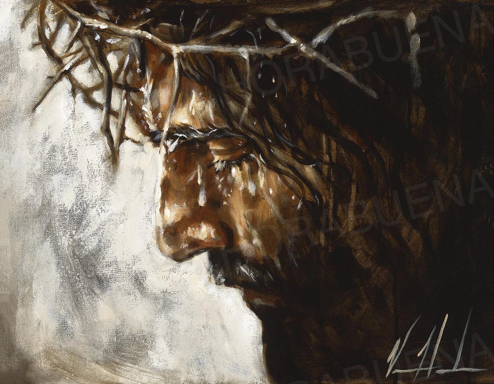 Tears of Heaven TEST PRODUCT EMBELLISH Jesus Art Print Vanessa Horabuena