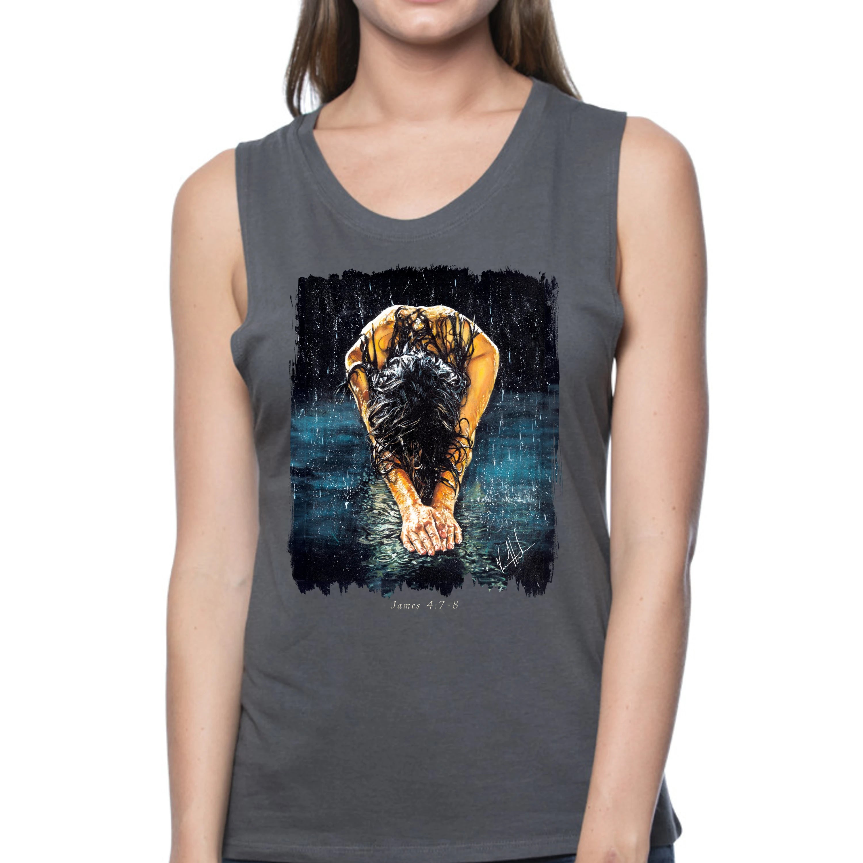 The Art of Surrender - Women's Tank Top (Organic Bamboo) Vanessa Horabuena Short Sleeve Pewter (Grey) XS