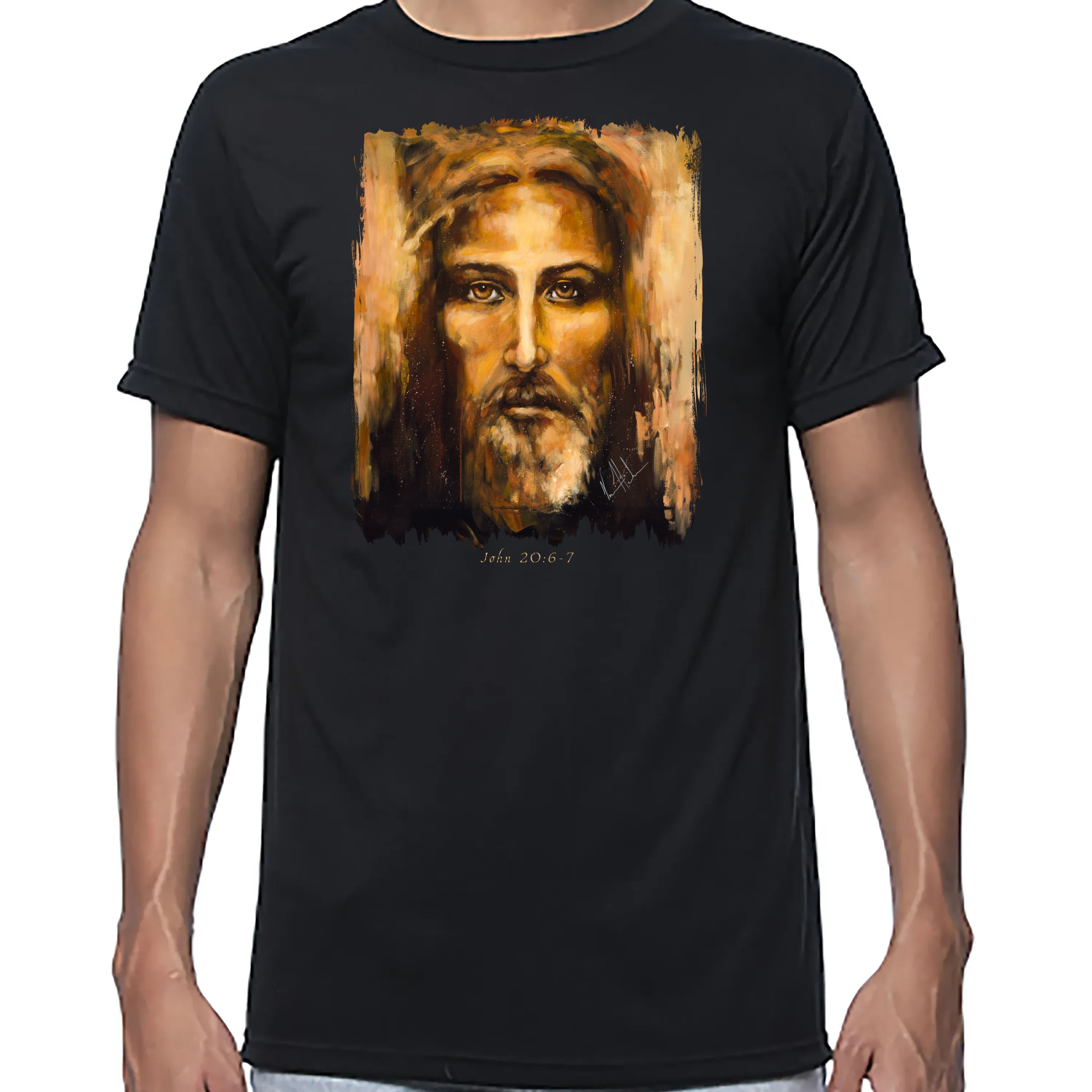 The Shroud of Turin - Resurrection Light - Unisex T (Organic Bamboo) Vanessa Horabuena Short Sleeve Eclipse (Black) XS