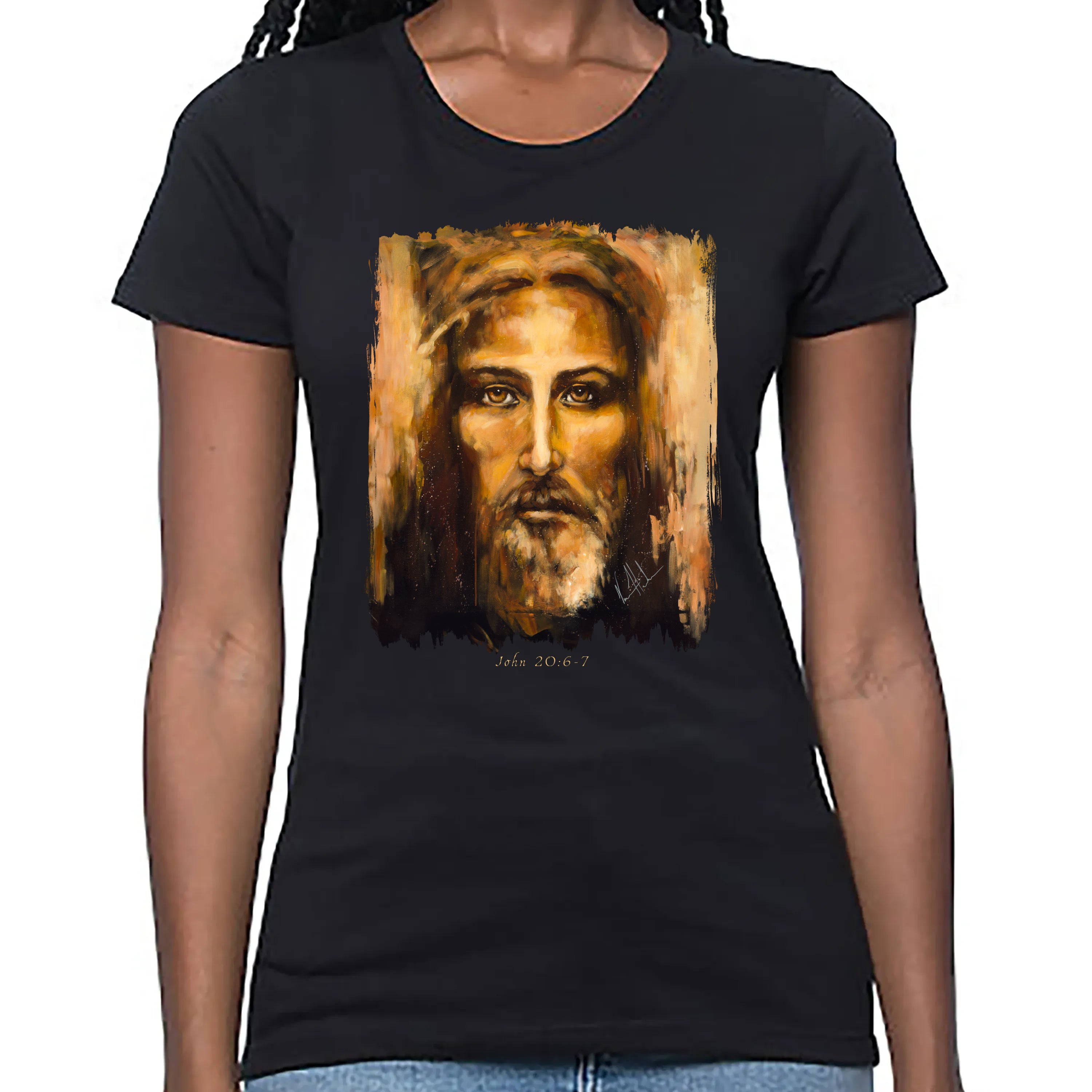The Shroud of Turin - Resurrection Light - Women's T (Organic Bamboo) Vanessa Horabuena Short Sleeve Eclipse (Black) XS
