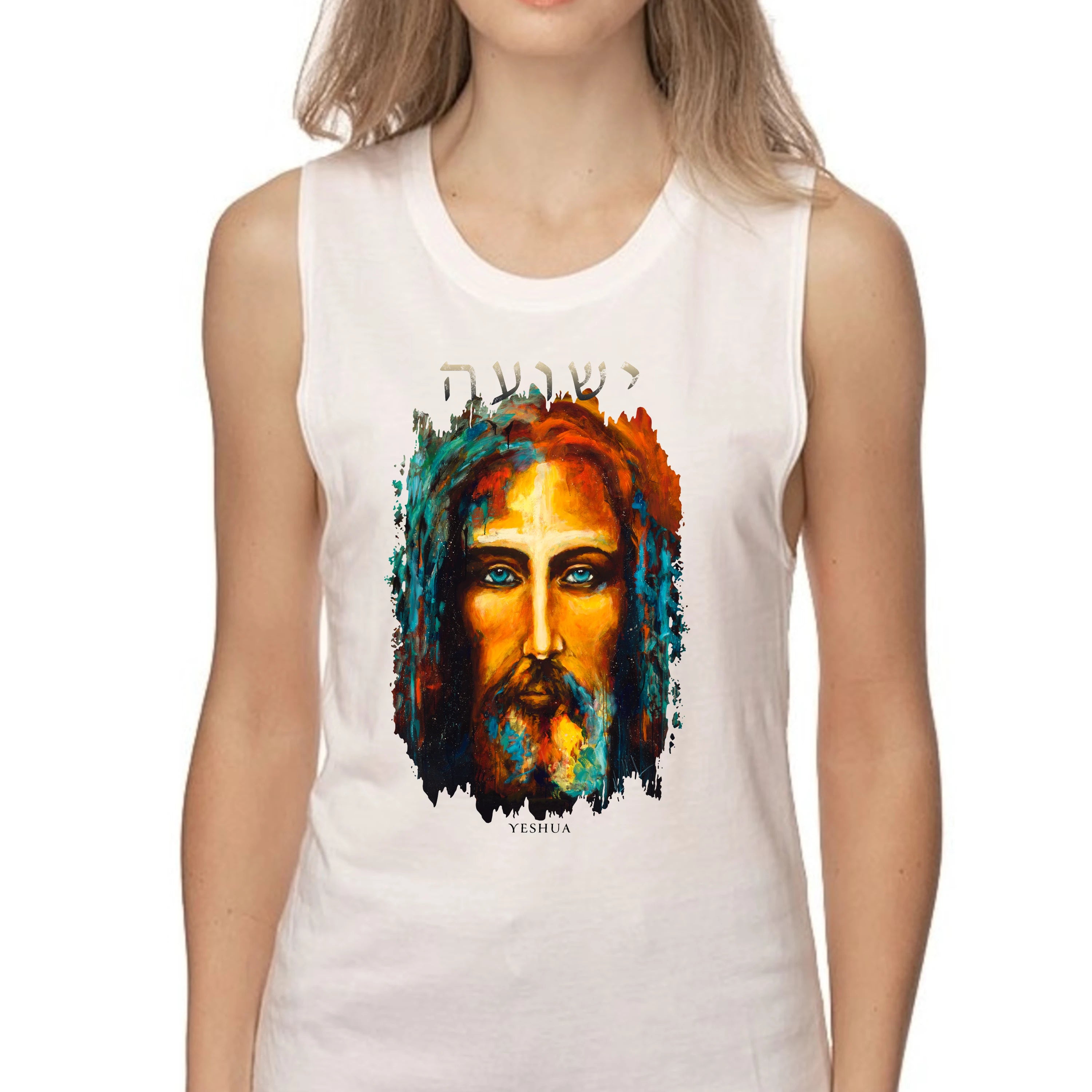 The Shroud of Turin - The Colors of Life - Women's Tank Top (Organic Bamboo) Vanessa Horabuena Short Sleeve Frost (White) XS