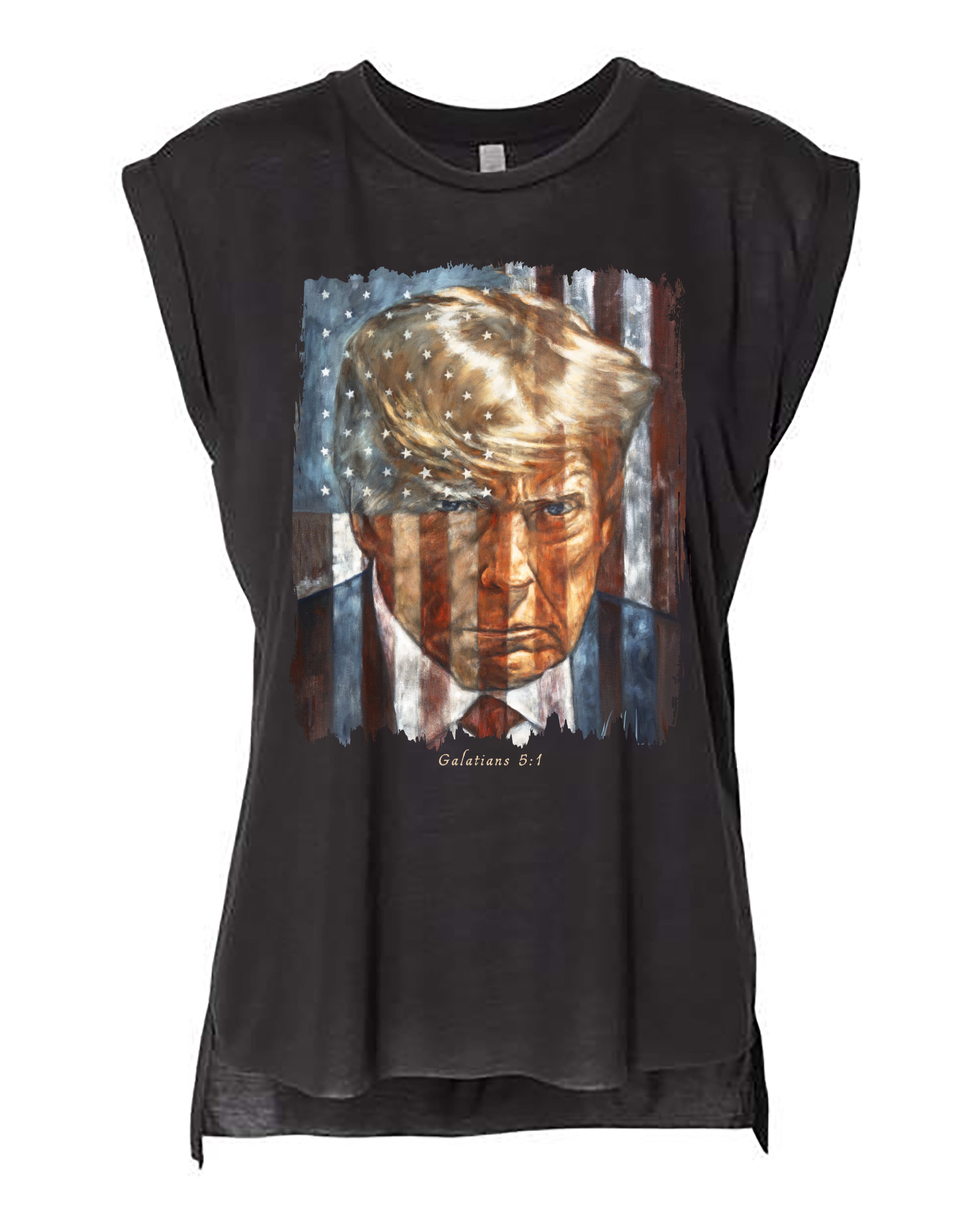 The Cost of Freedom - Ladies Rolled Sleeve Muscle T-Shirt Vanessa Horabuena Black Small