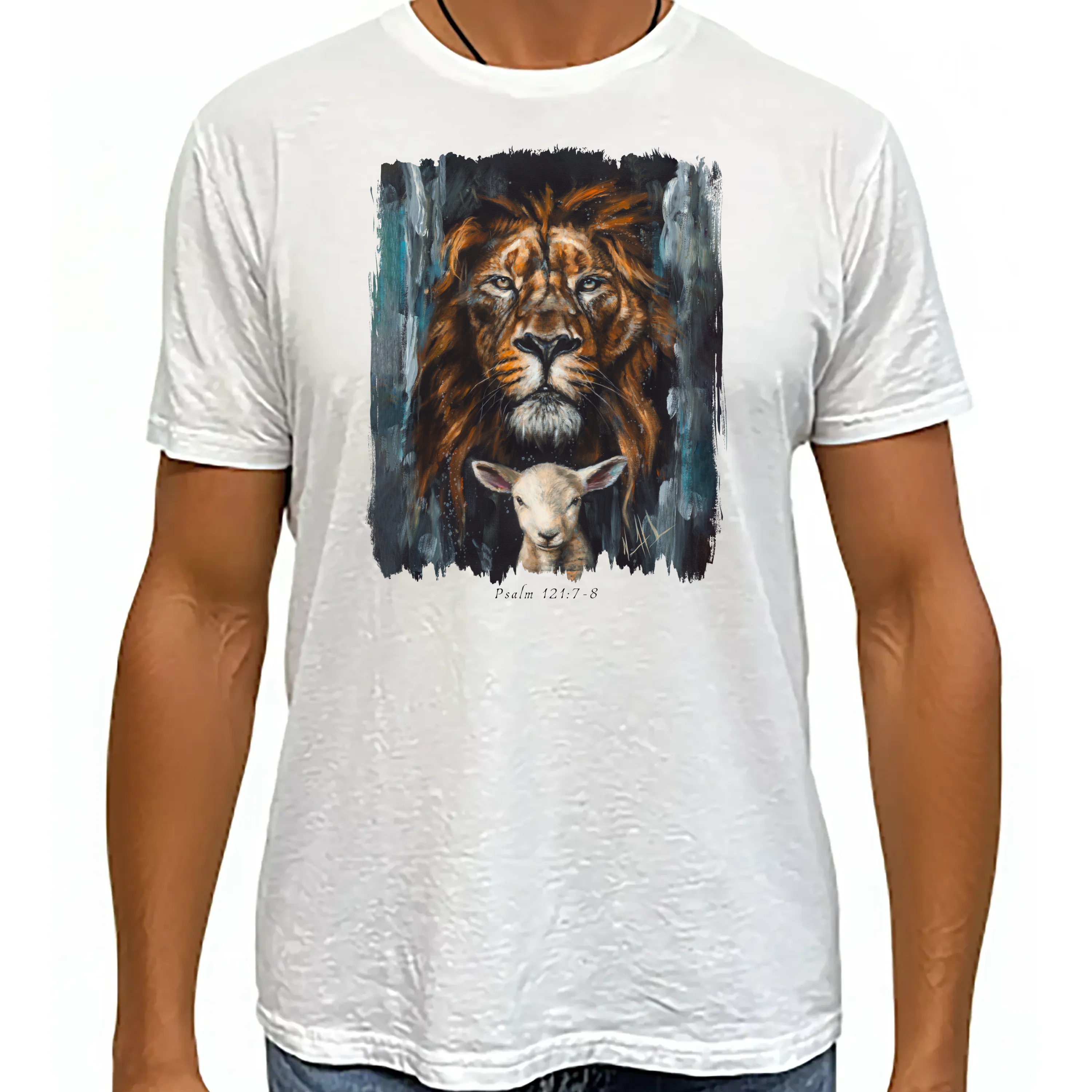 The Lion and Lamb Passover - Unisex T (Organic Bamboo) Organic Bamboo Vanessa Horabuena Short Sleeve Frost (White) XS