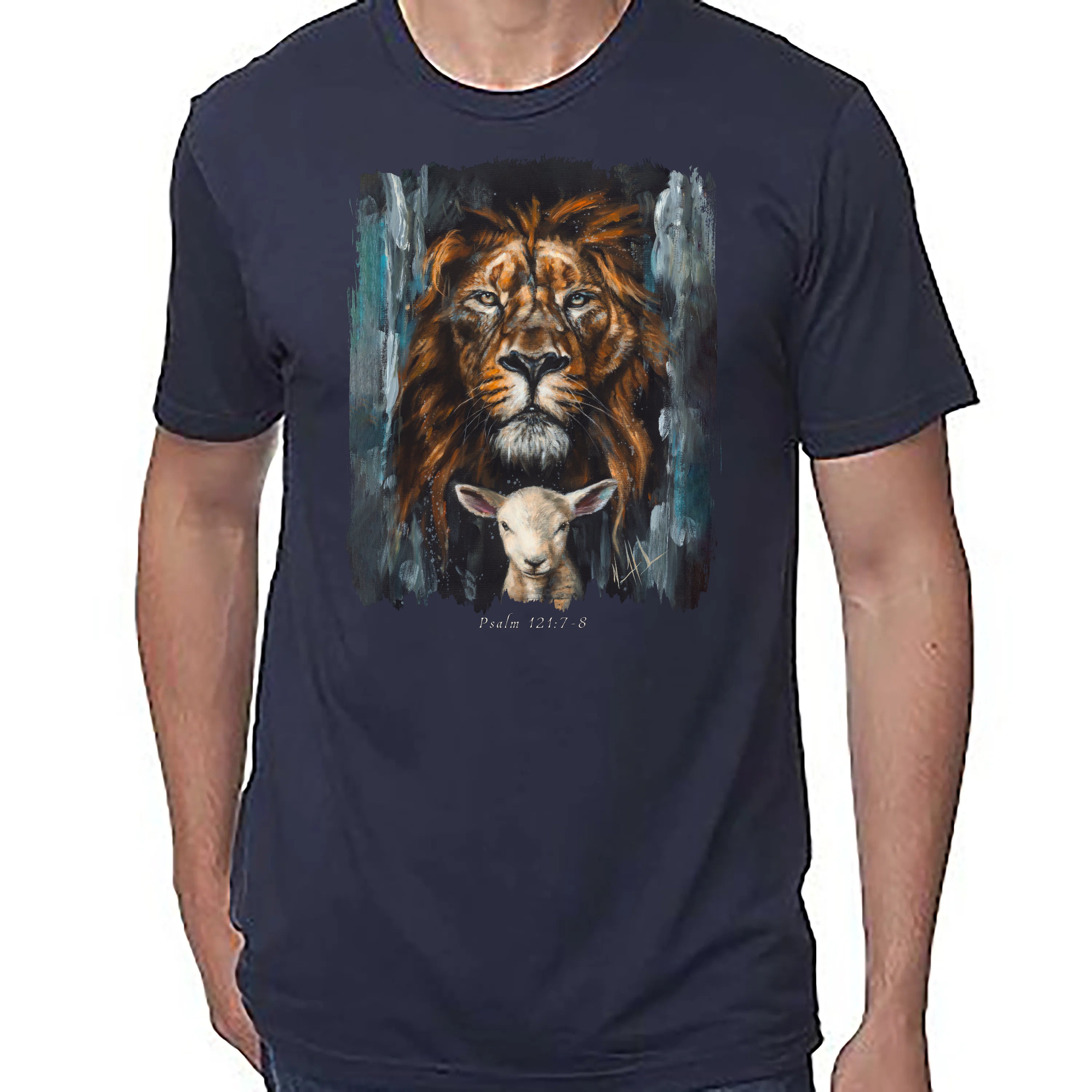 The Lion and Lamb Passover - Unisex T (Organic Bamboo) Organic Bamboo Vanessa Horabuena Short Sleeve Midnight Blue XS