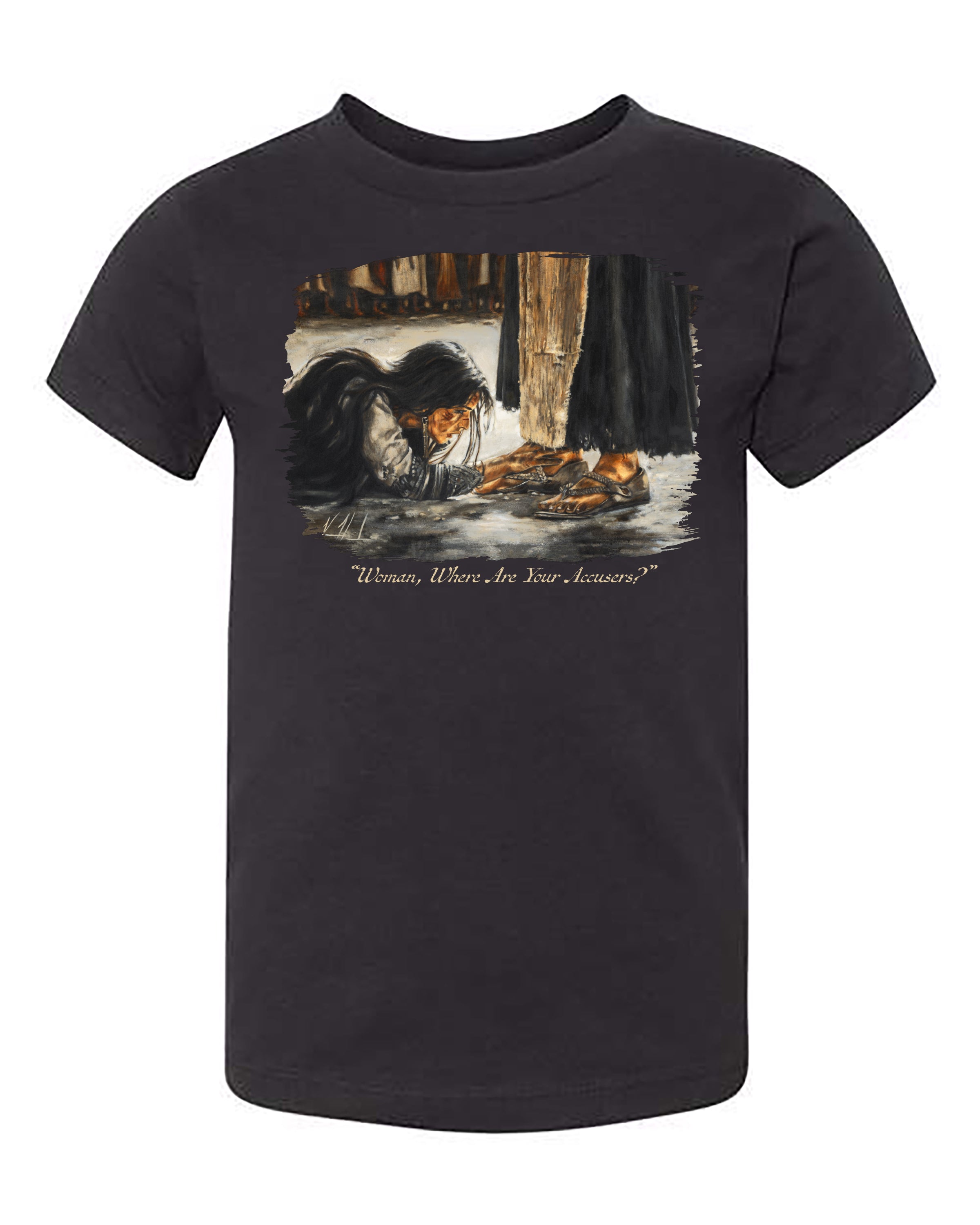 "Woman, Where Are Your Accusers?" - Kids T (Organic Cotton) Vanessa Horabuena Kids Black 2T