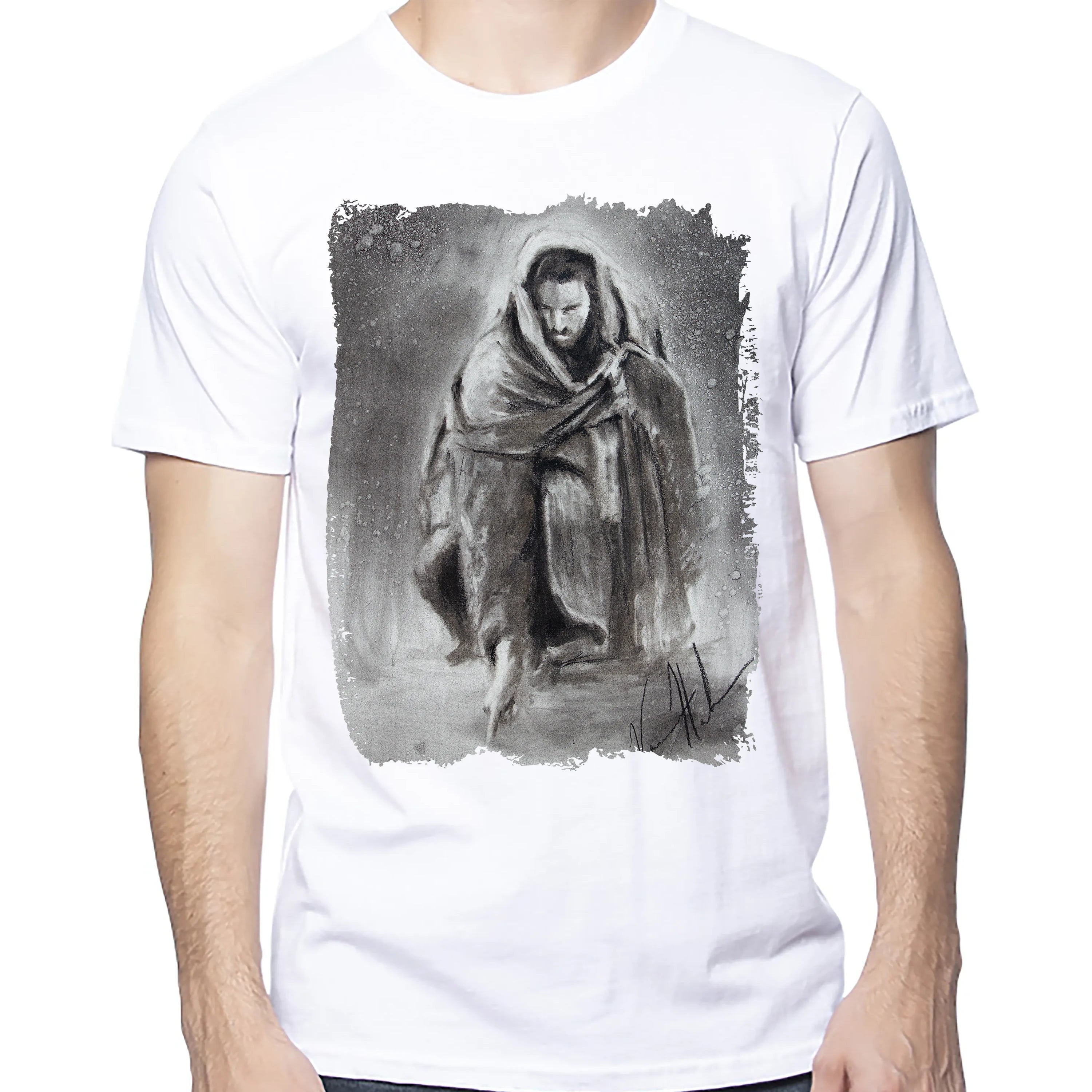 Writing in the Sand - Unisex T (Premium Organic Fabric) Vanessa Horabuena Bamboo White Small