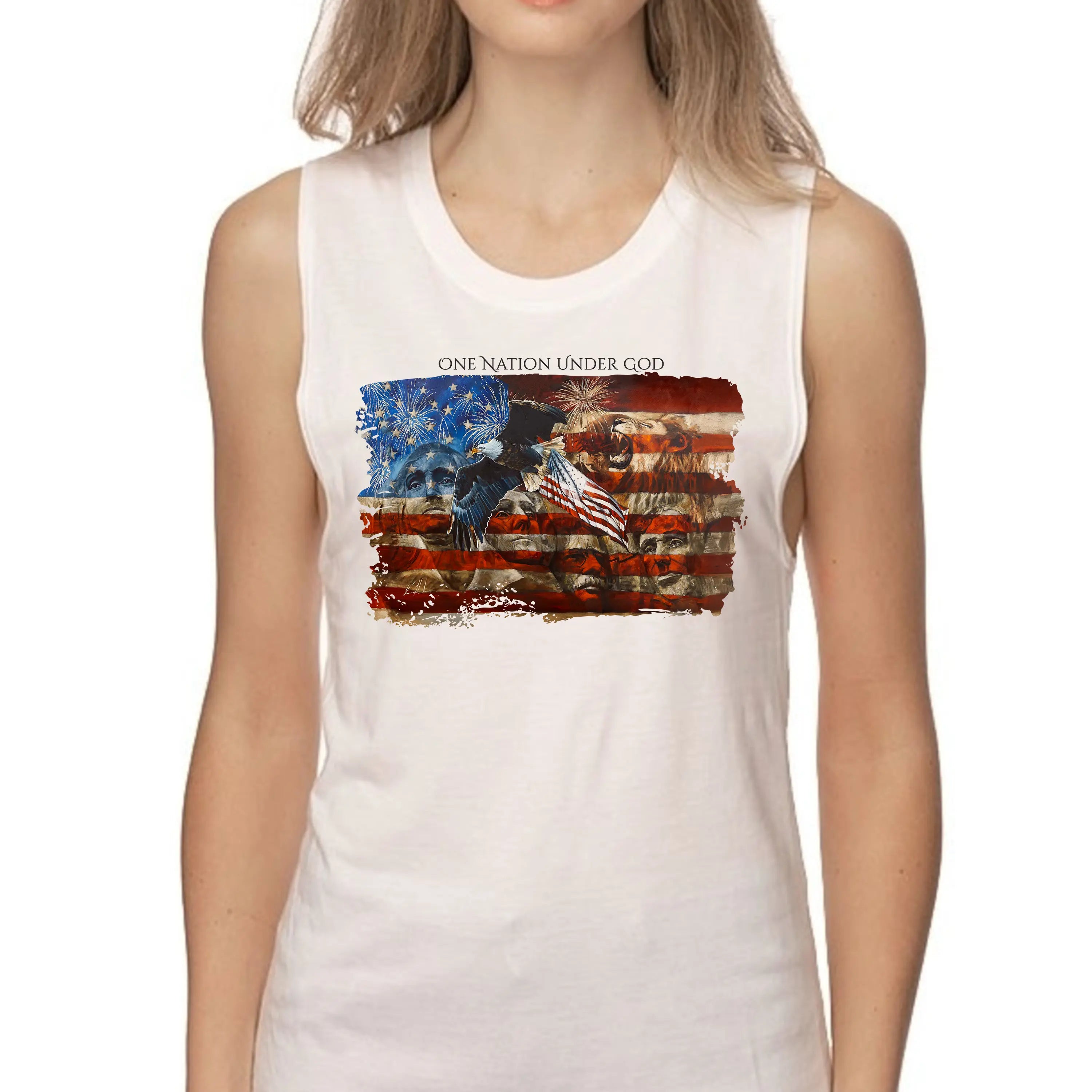 Women's Tank Top (Organic Bamboo) - An American Tribute Organic Bamboo Vanessa Horabuena Short Sleeve Frost (White) XS