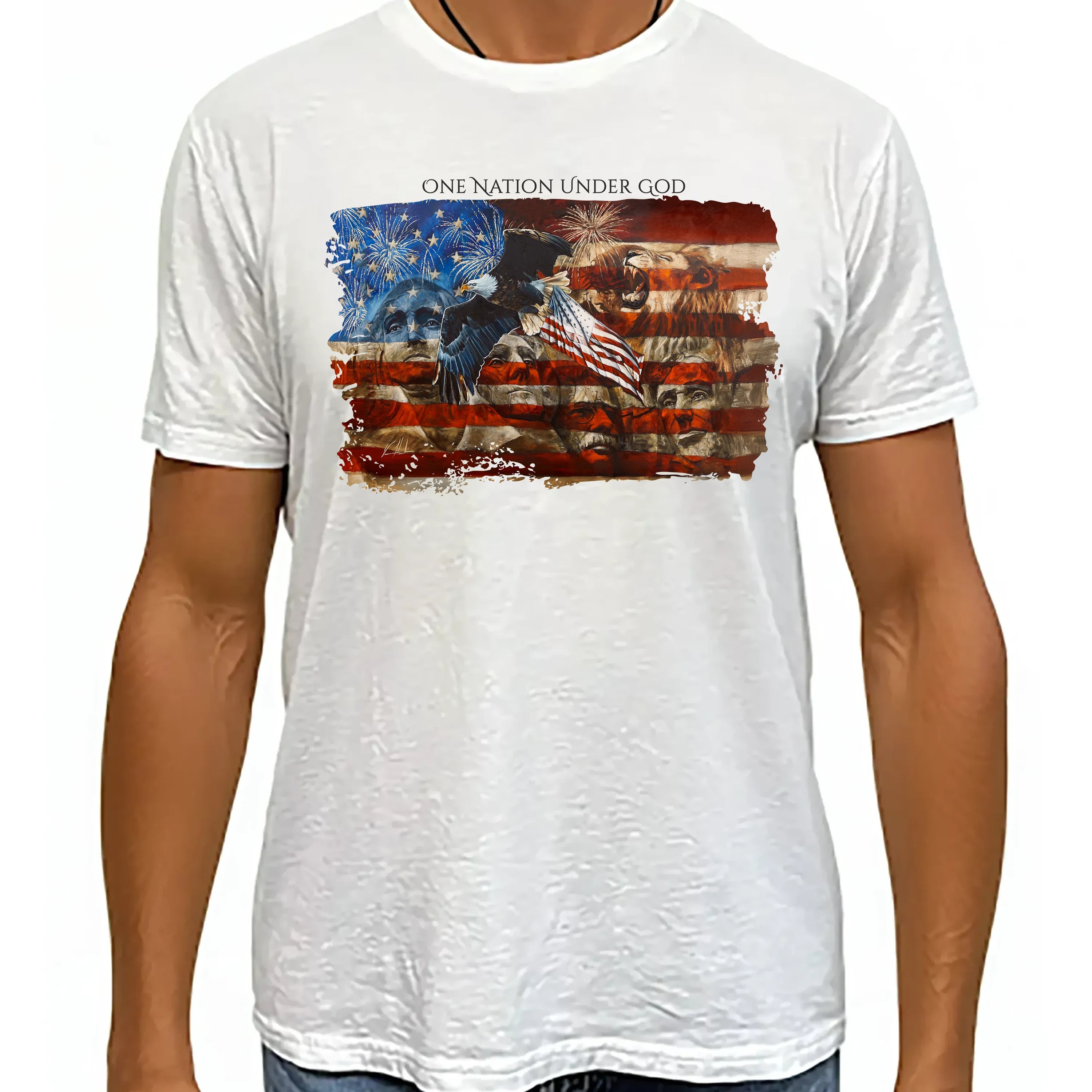 An American Tribute - 4th of July - Unisex T (Premium Organic Fabric) Vanessa Horabuena Bamboo White Small