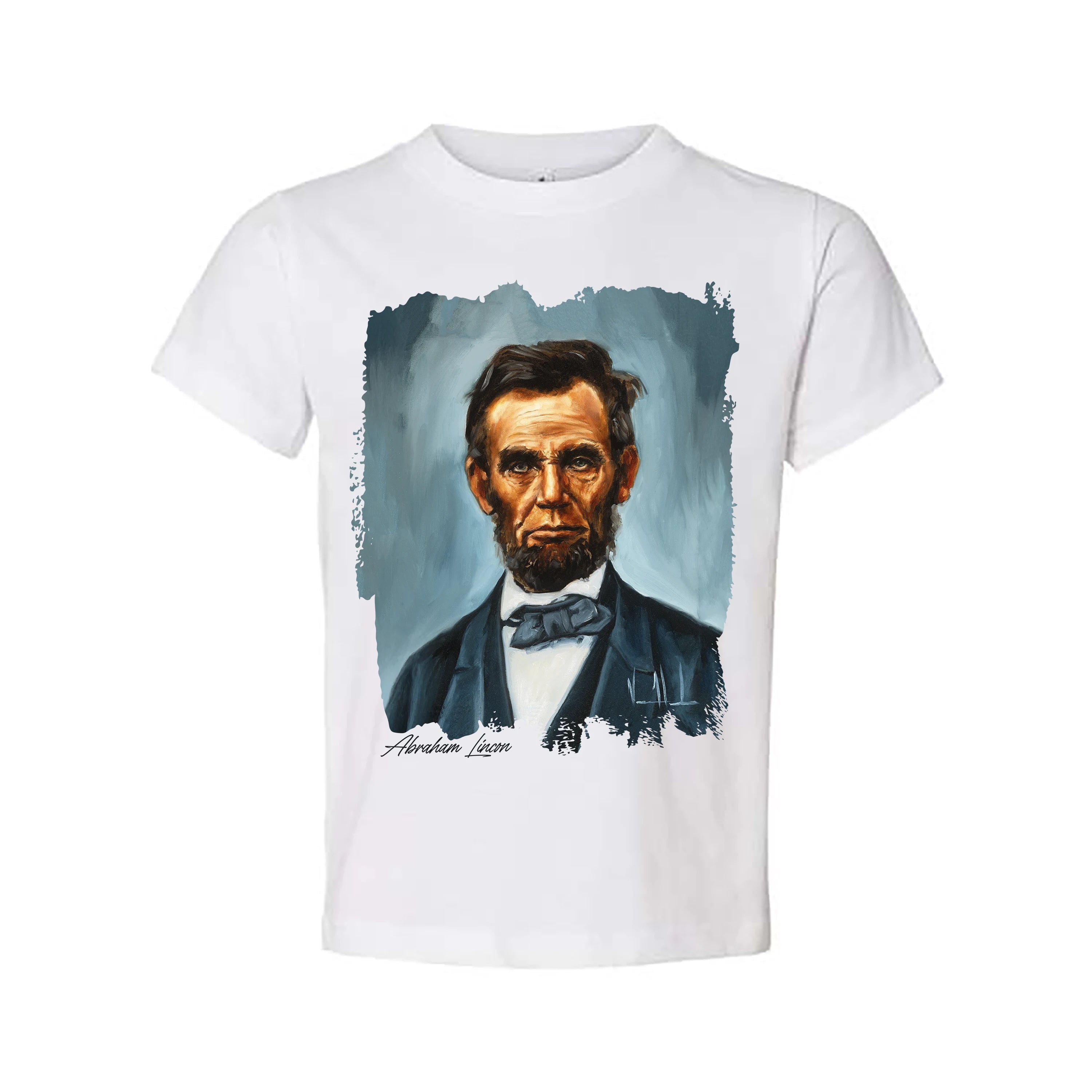 Kids T - Abraham Lincoln - 4th of July -(Organic Cotton) Organic Cotton Vanessa Horabuena Toddler White 2T