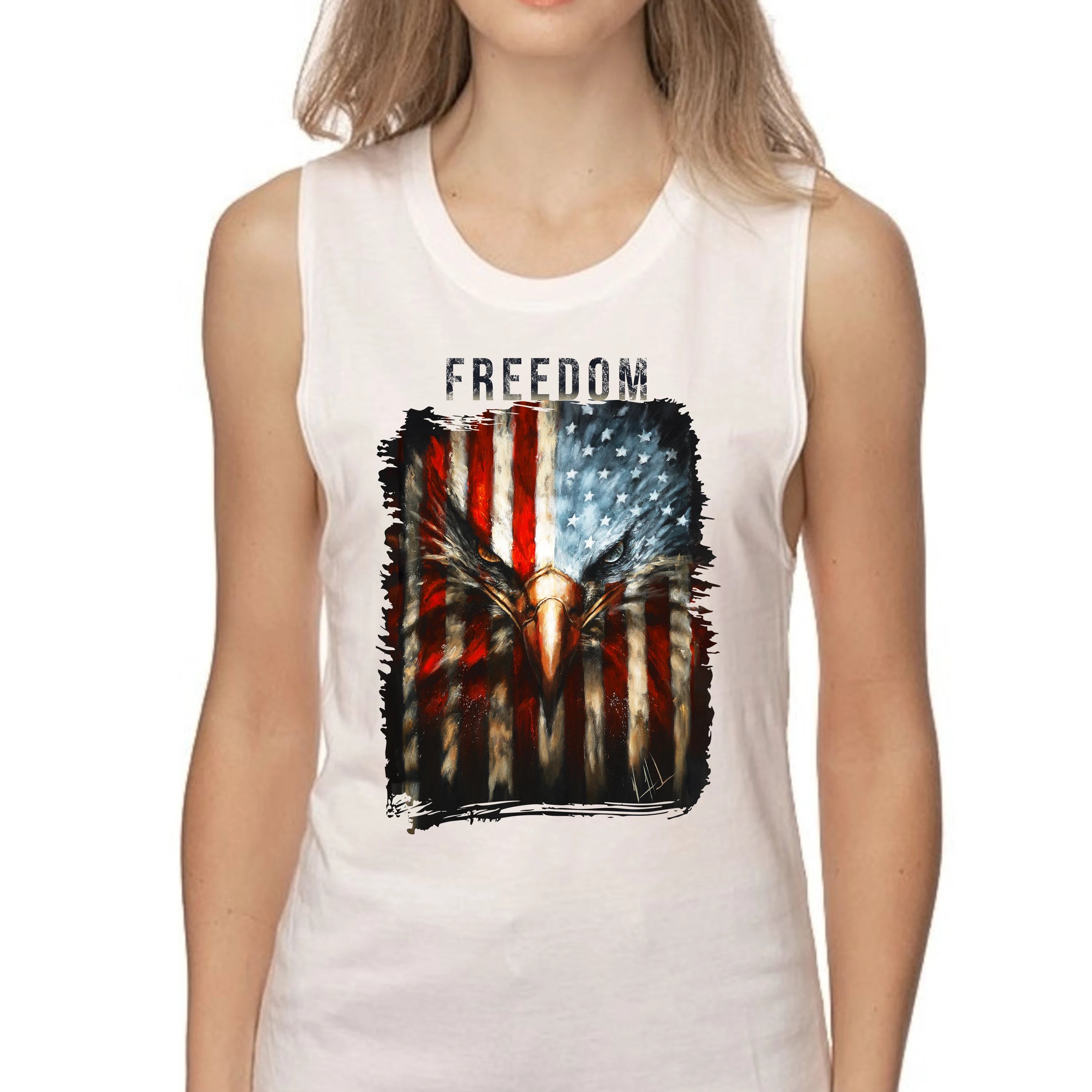 Women's Tank Top (Organic Bamboo) - Stripes of Freedom - 4th of July Organic Bamboo Vanessa Horabuena