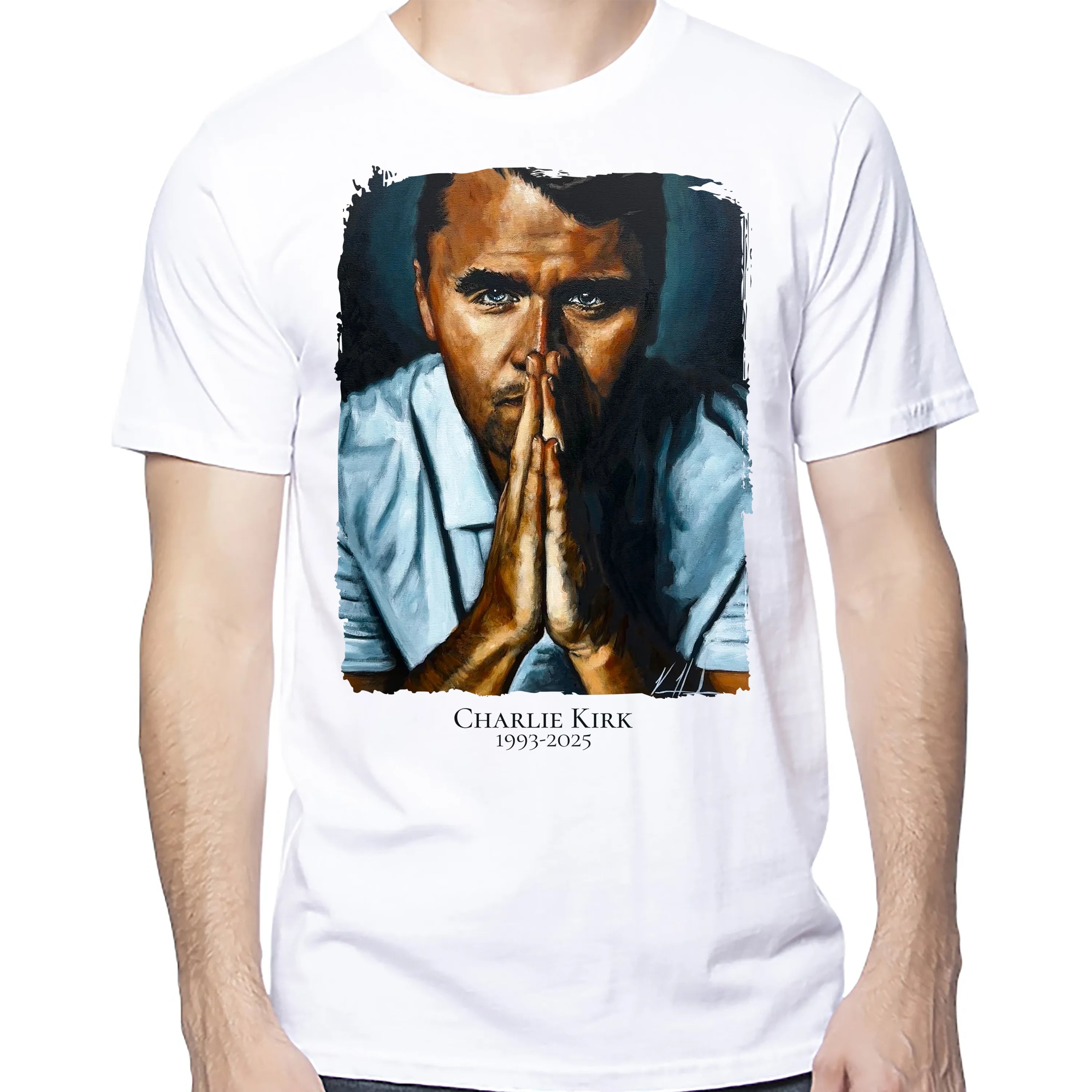 (PRE-ORDER) Charlie Kirk - A Hero's Tribute - Unisex T (Premium Organic Fabric) Vanessa Horabuena Bamboo White Small