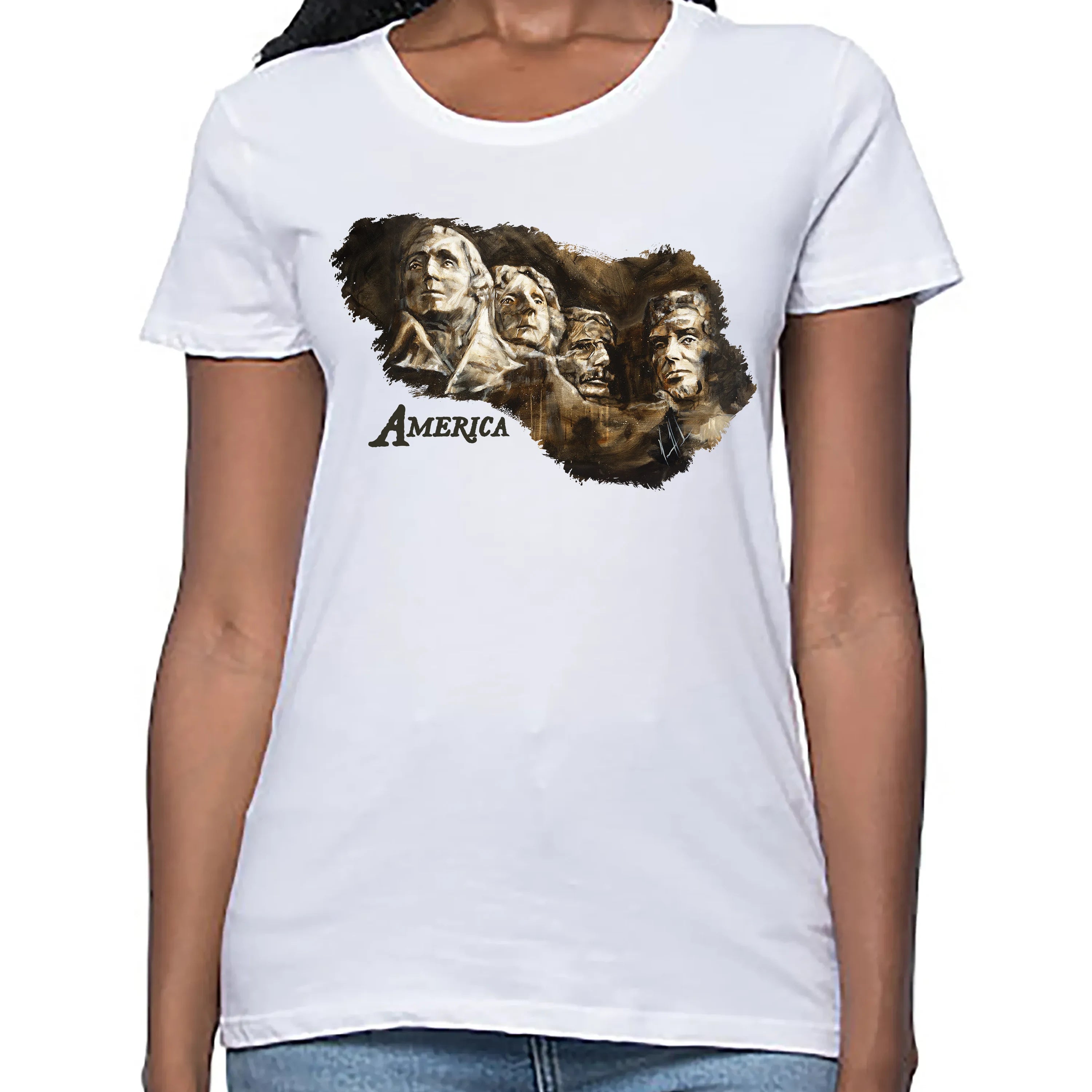 Women's T (Organic Bamboo) - Legends of Freedom - 4th of July Organic Bamboo Vanessa Horabuena Short Sleeve Frost (White) XS