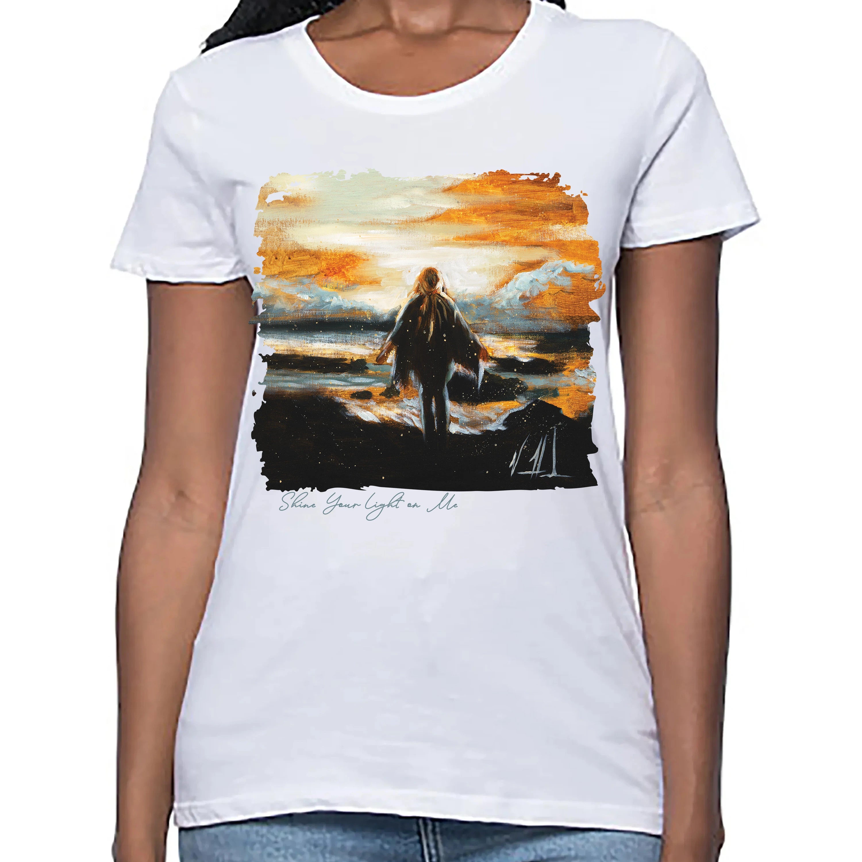 Women's T (Organic Bamboo) - Shine Your Light on Me Organic Bamboo Vanessa Horabuena White XS