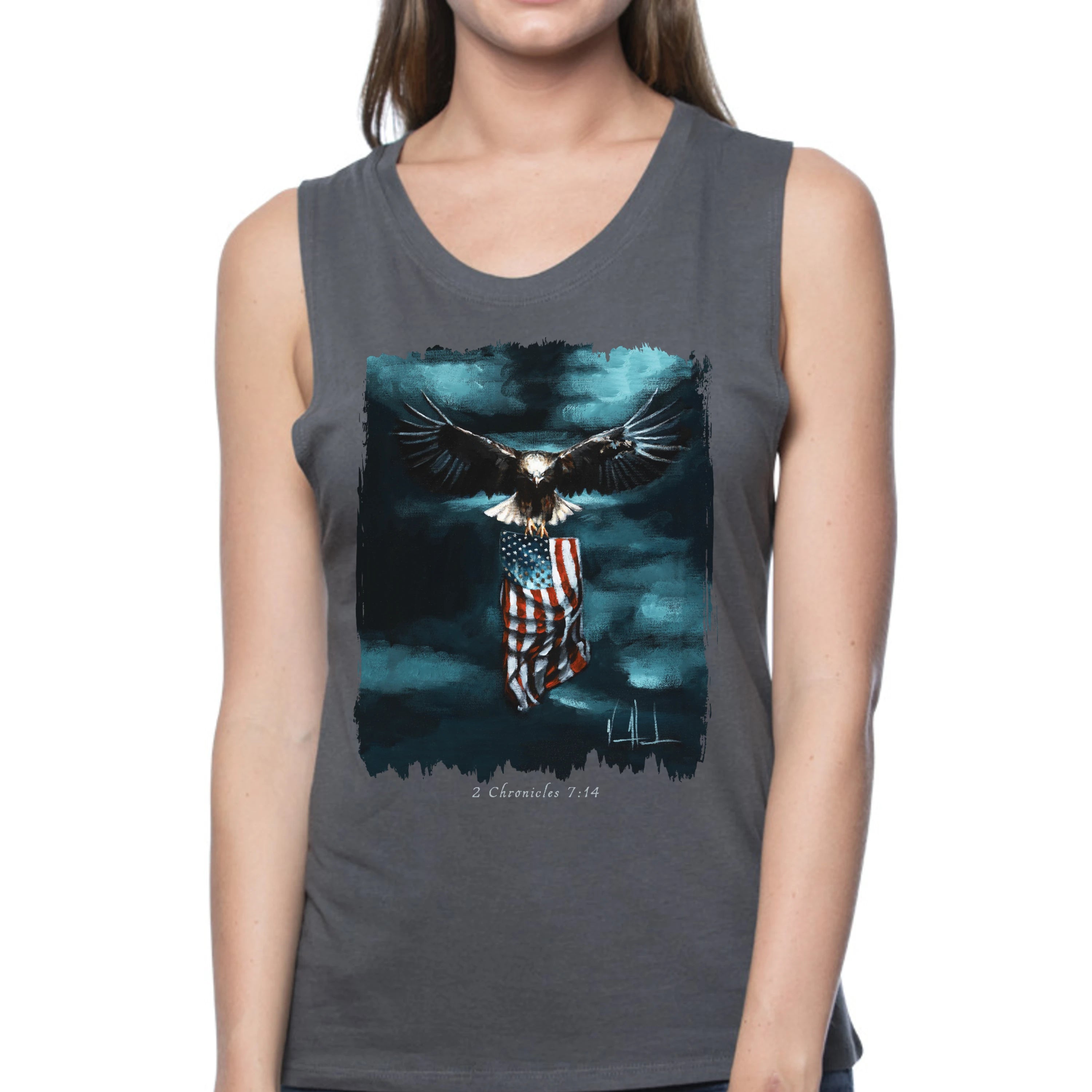 Revive Our Nation - Women's Tank Top (Organic Bamboo) Organic Bamboo Vanessa Horabuena Short Sleeve Pewter (Grey) XS