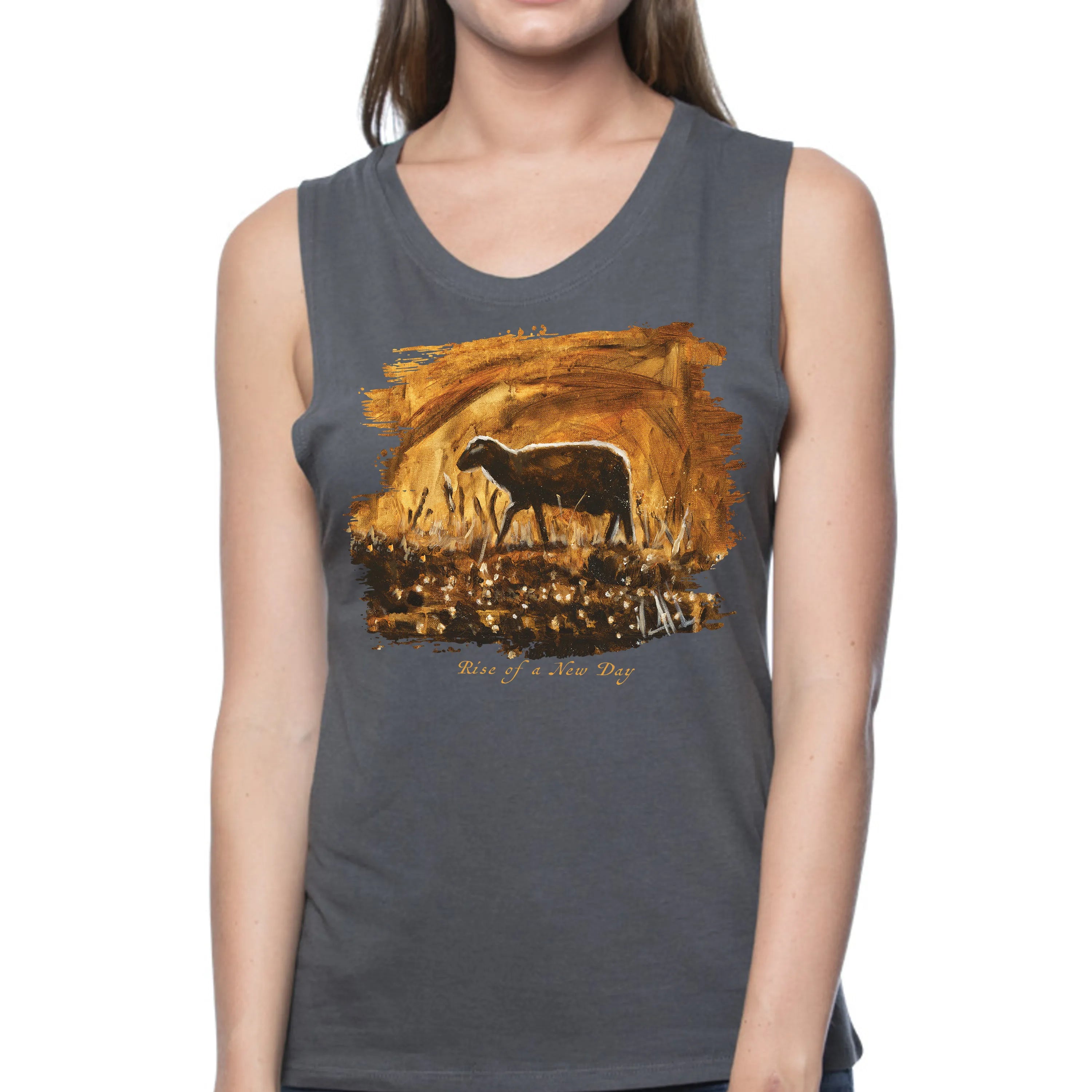 Women's Tank Top (Organic Bamboo) - Rise of a New Day Organic Bamboo Vanessa Horabuena Short Sleeve Pewter (Grey) XS