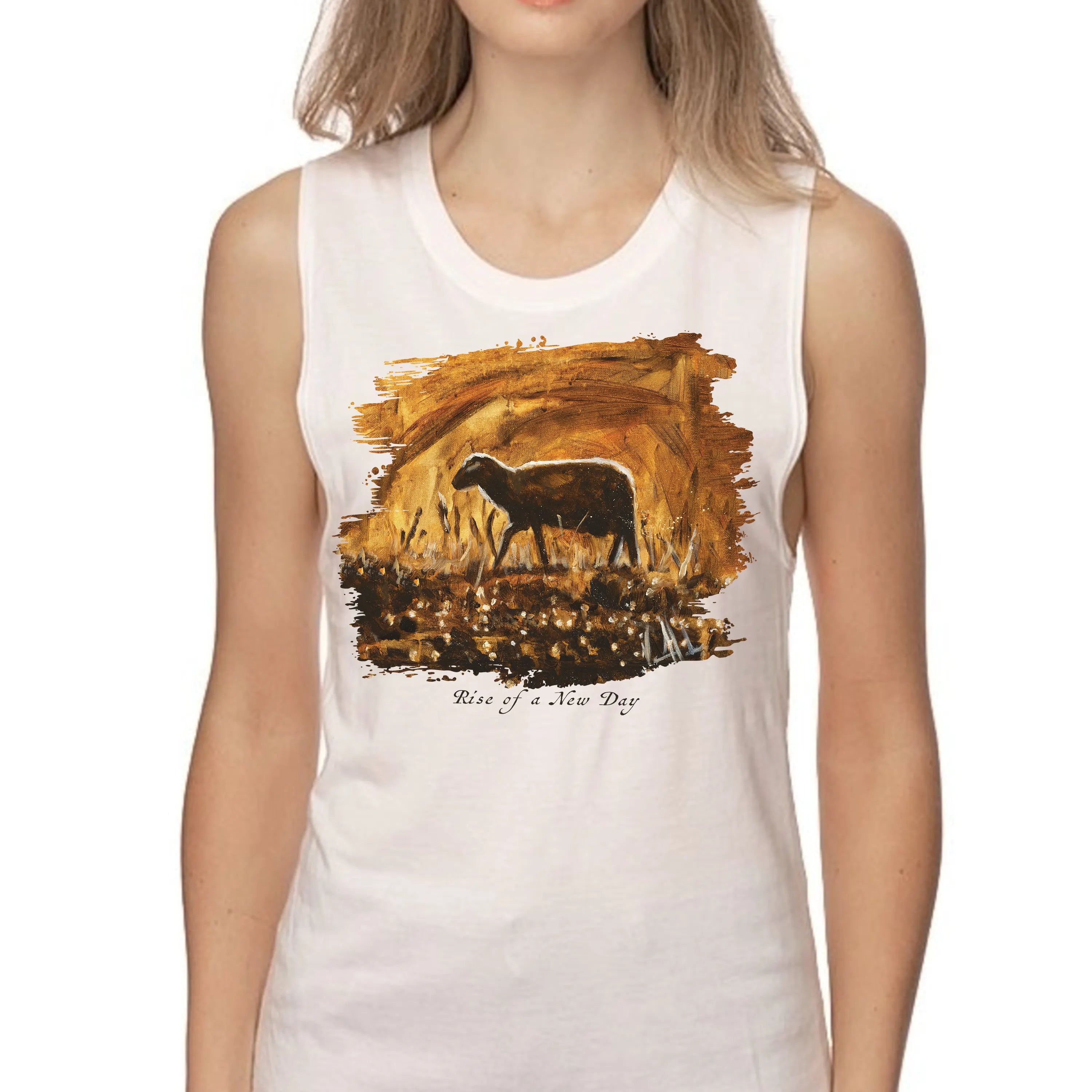 Women's Tank Top (Organic Bamboo) - Rise of a New Day Organic Bamboo Vanessa Horabuena Short Sleeve Frost (White) XS