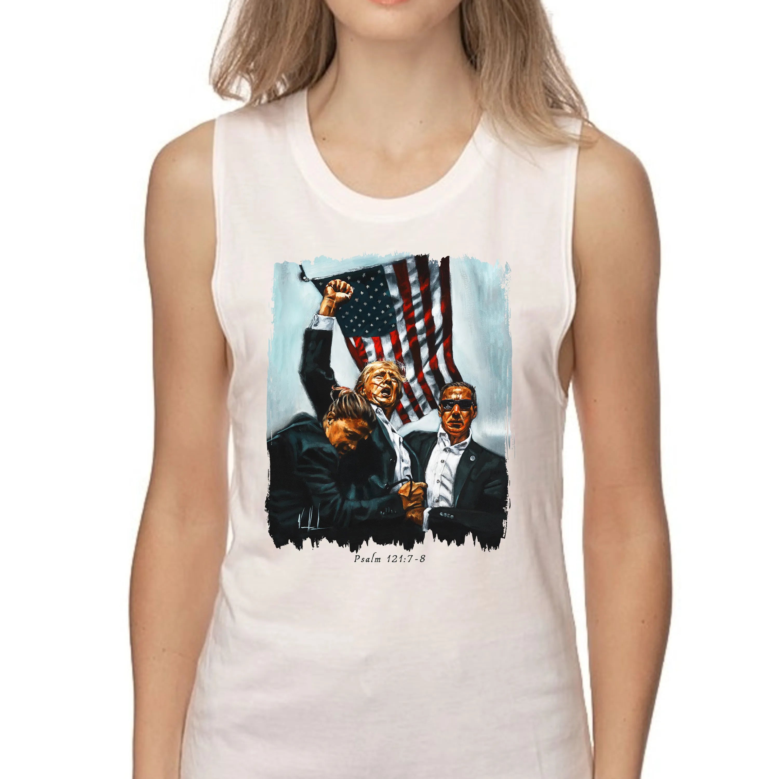 Never Surrender (White)- Women's Tank Top (Organic Bamboo) Organic Bamboo Vanessa Horabuena Short Sleeve Frost (White) XS