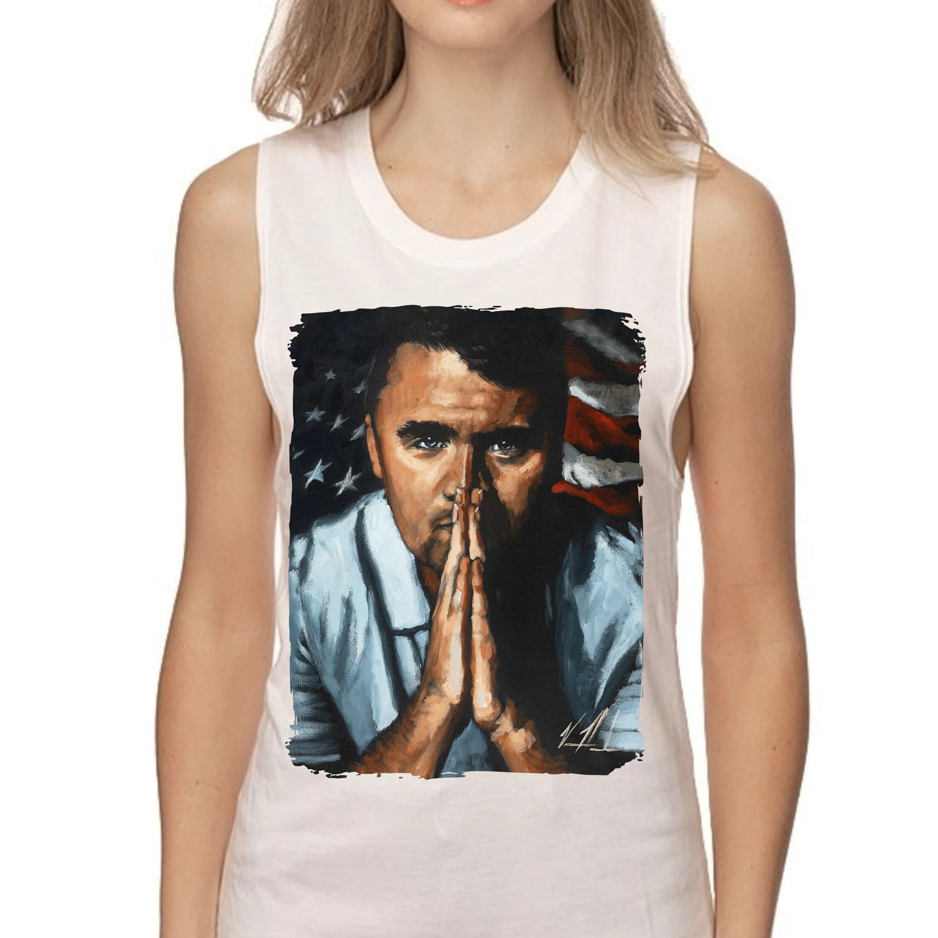 Charlie Kirk - A Patriot's Tribute - Women's Tank Top (Organic Bamboo) Organic Bamboo Vanessa Horabuena Short Sleeve Frost (White) XS