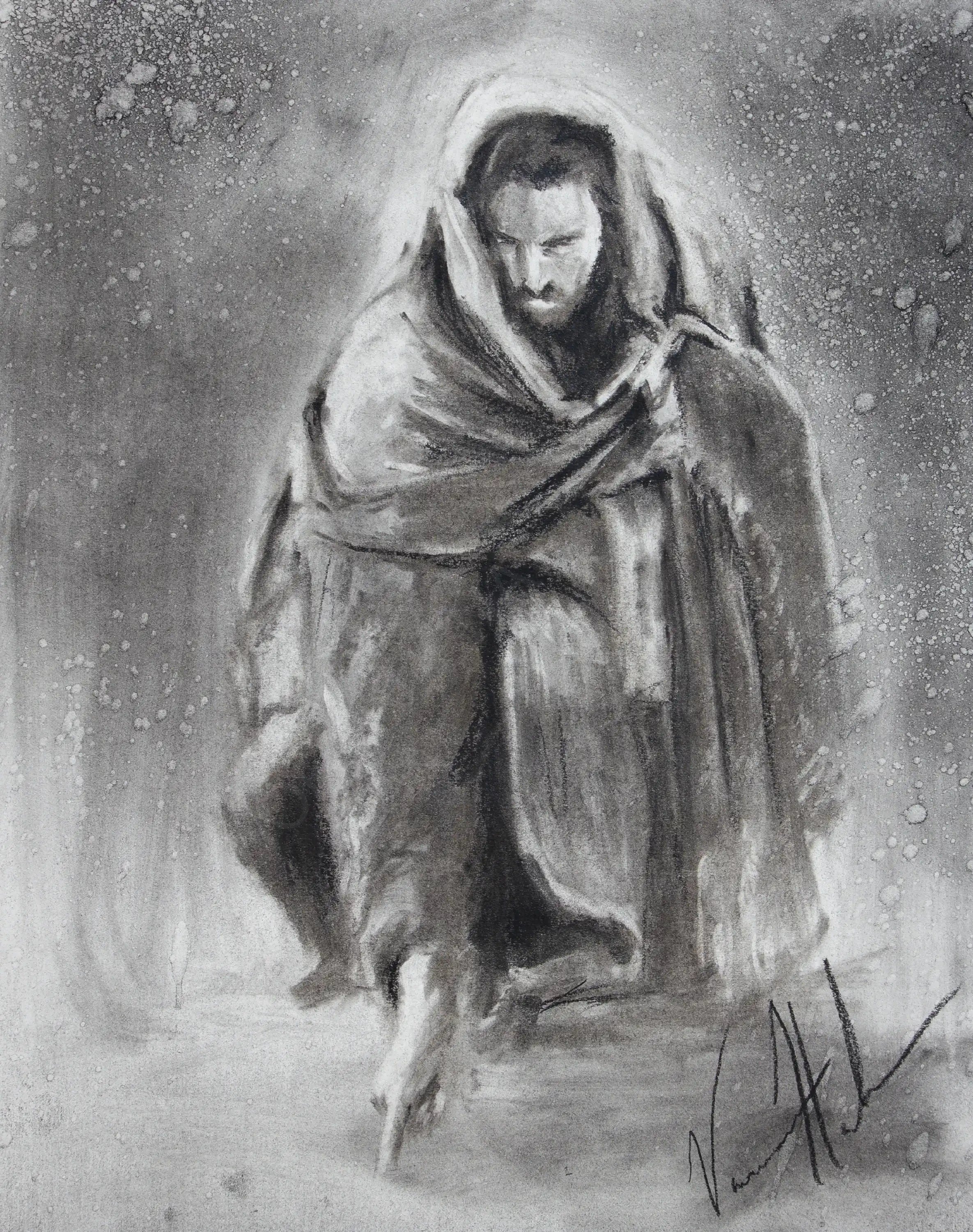 Writing in the Sand (Sketch) Jesus Art Print Vanessa Horabuena